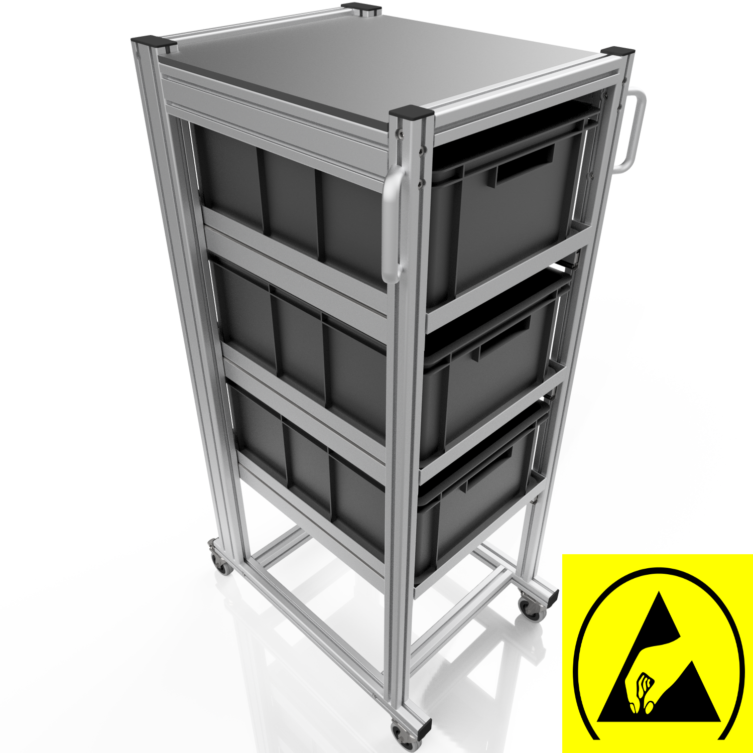 ESD system trolley for Euro containers 60x40 H 134 cm