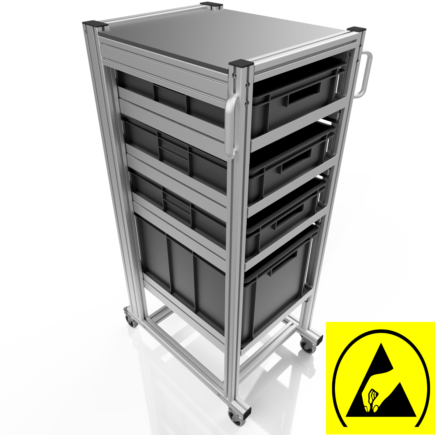 ESD Systemwagen für Eurobehälter 60x40 H 134 cm