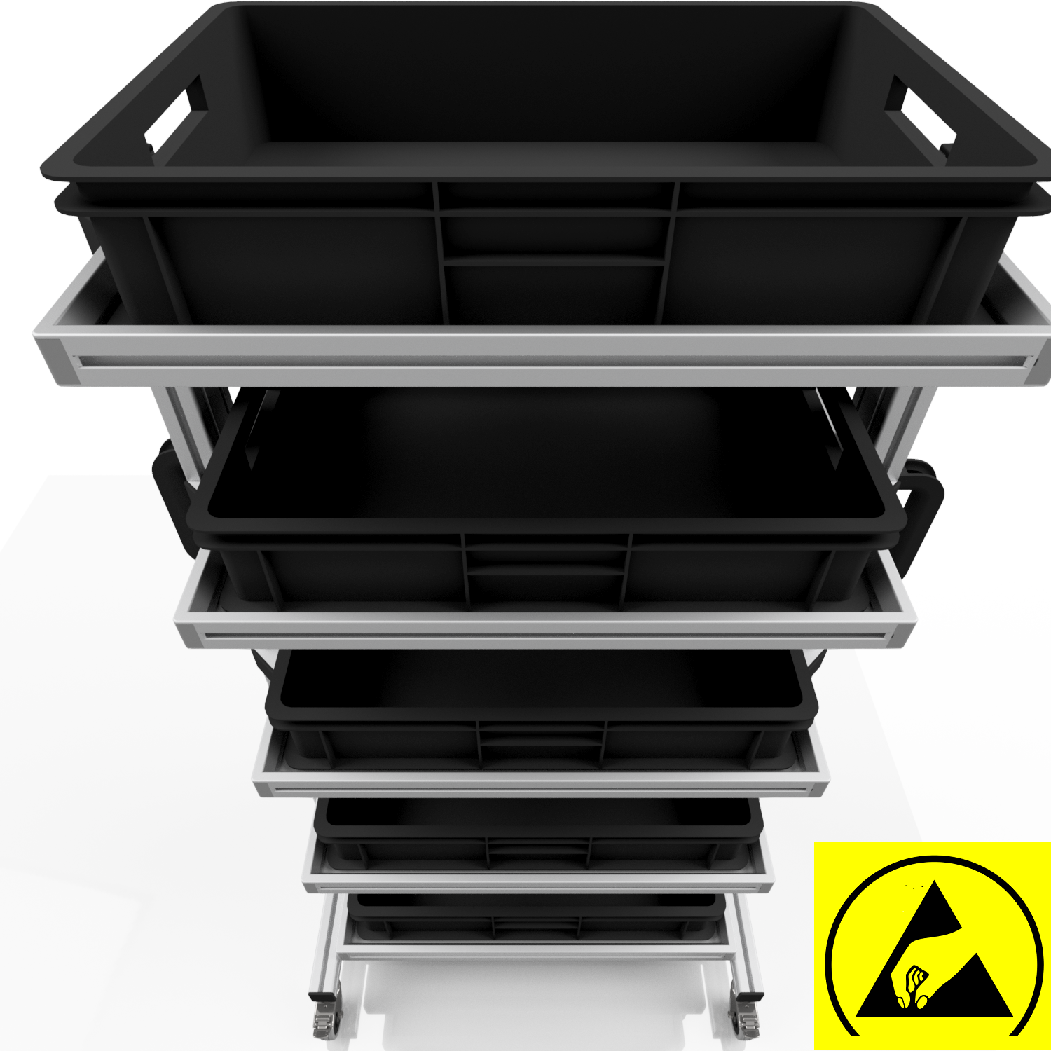 ESD system trolley for Euro containers 60 x 40 H 134 cm without pull-out  ESD system trolley for Euro containers 60 x 40 H 134 cm without pull-out