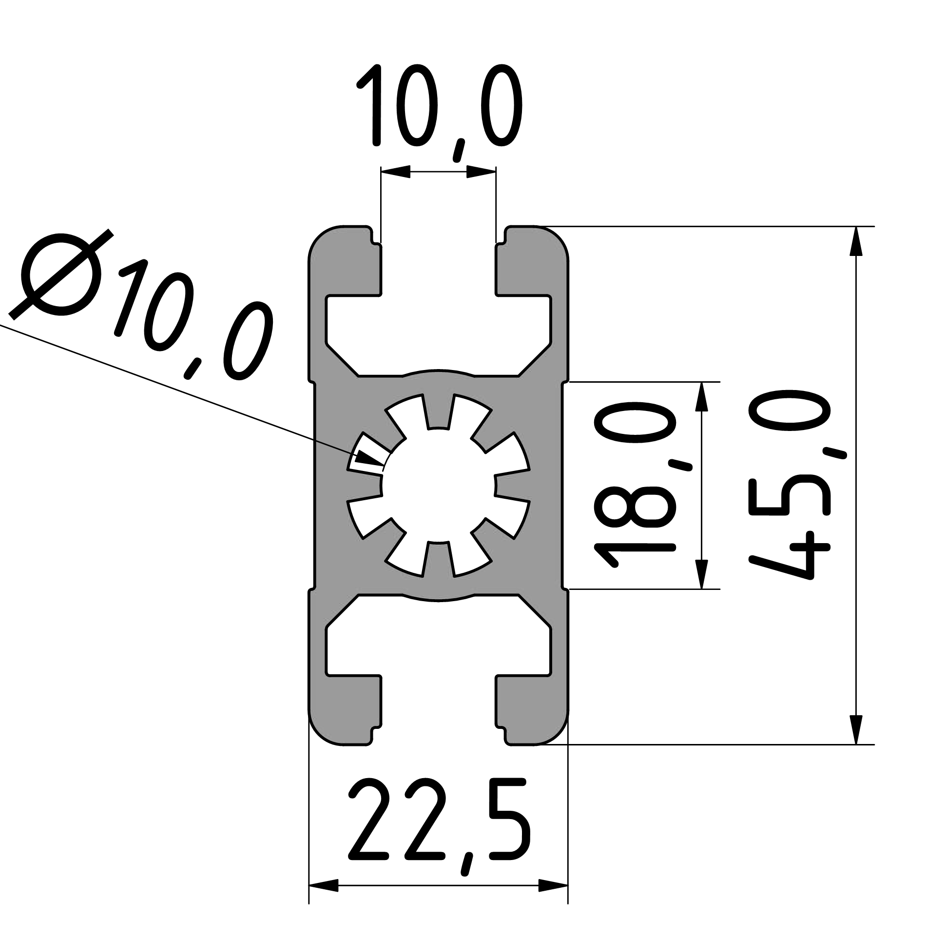 Strebenprofill 22,5x45 natur-10 Strebenprofill 22,5x45 natur-10