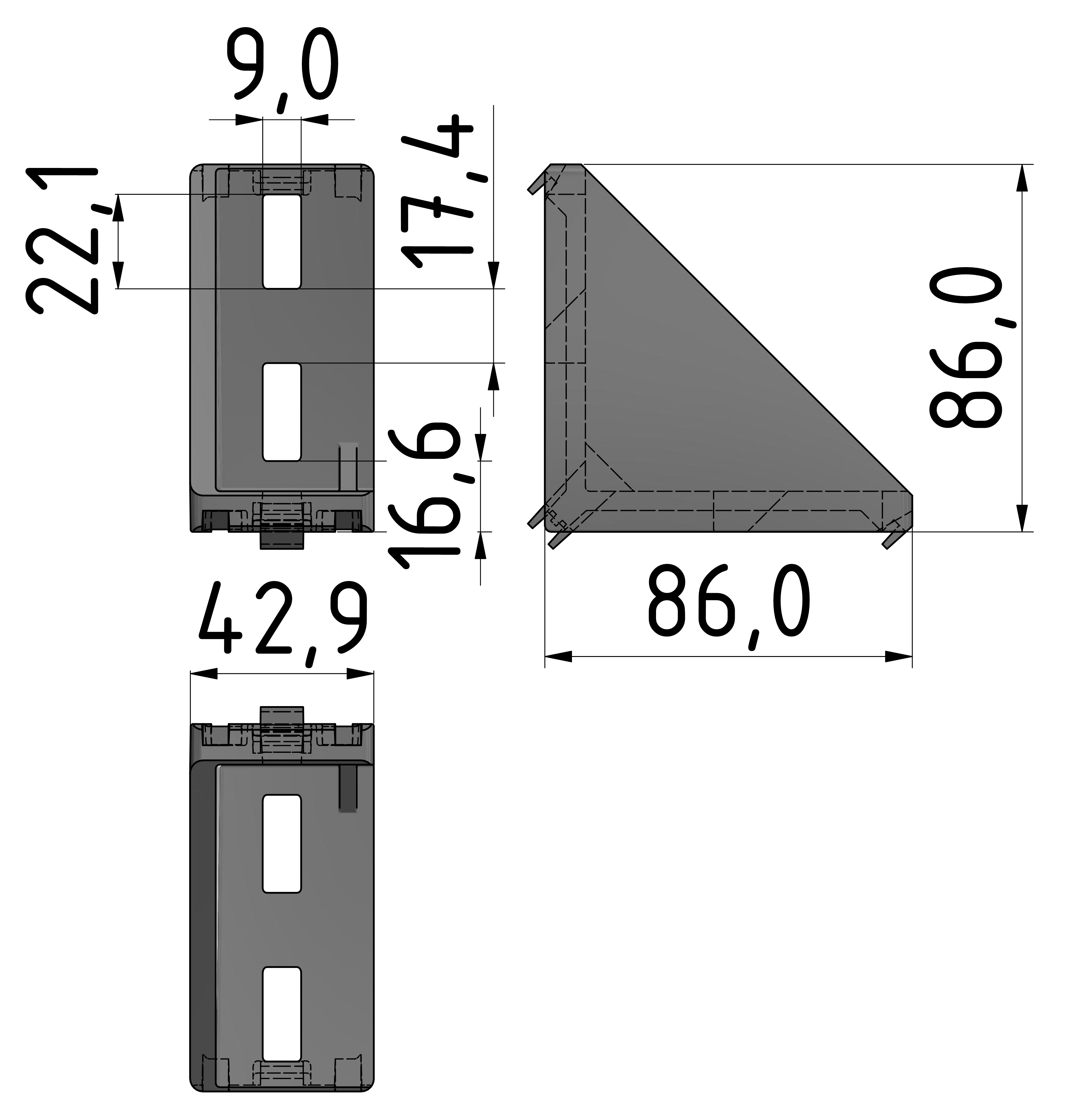 Winkel 45x90, natur- 10