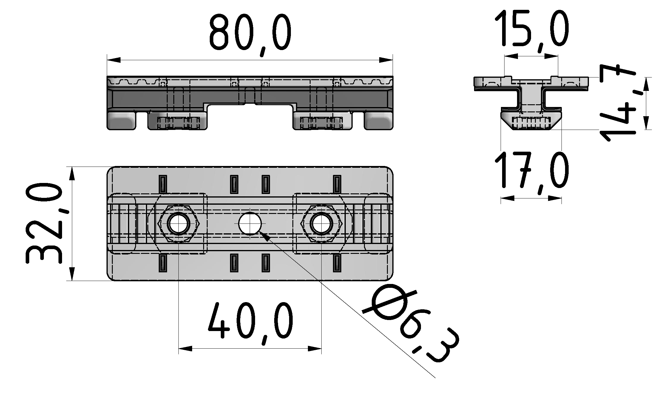 Gleitschlitten-Führung 8 80x40