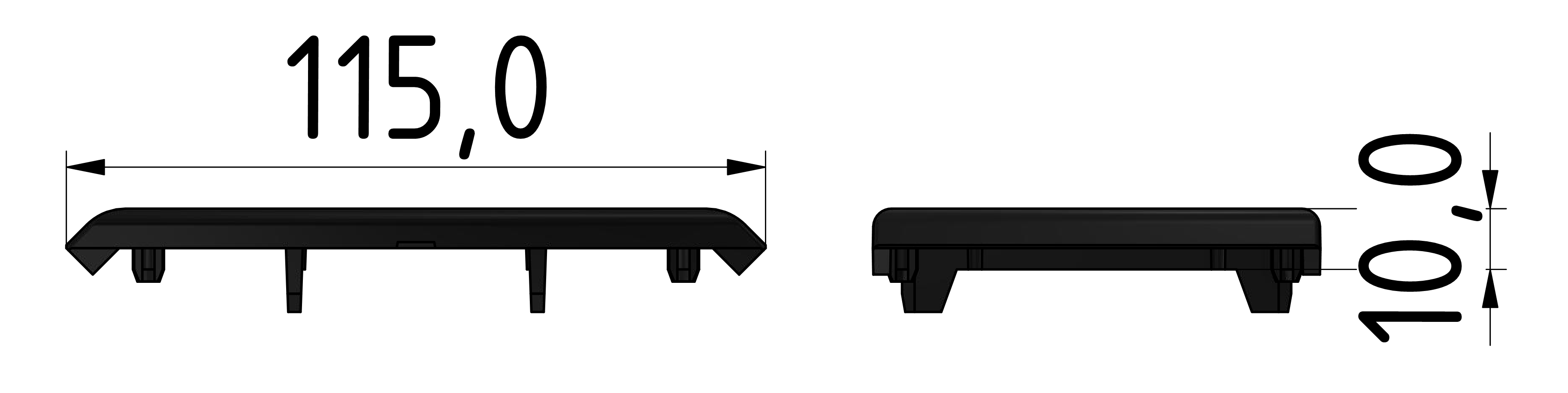Winkelabdekkappe 45x90, schwarz-10