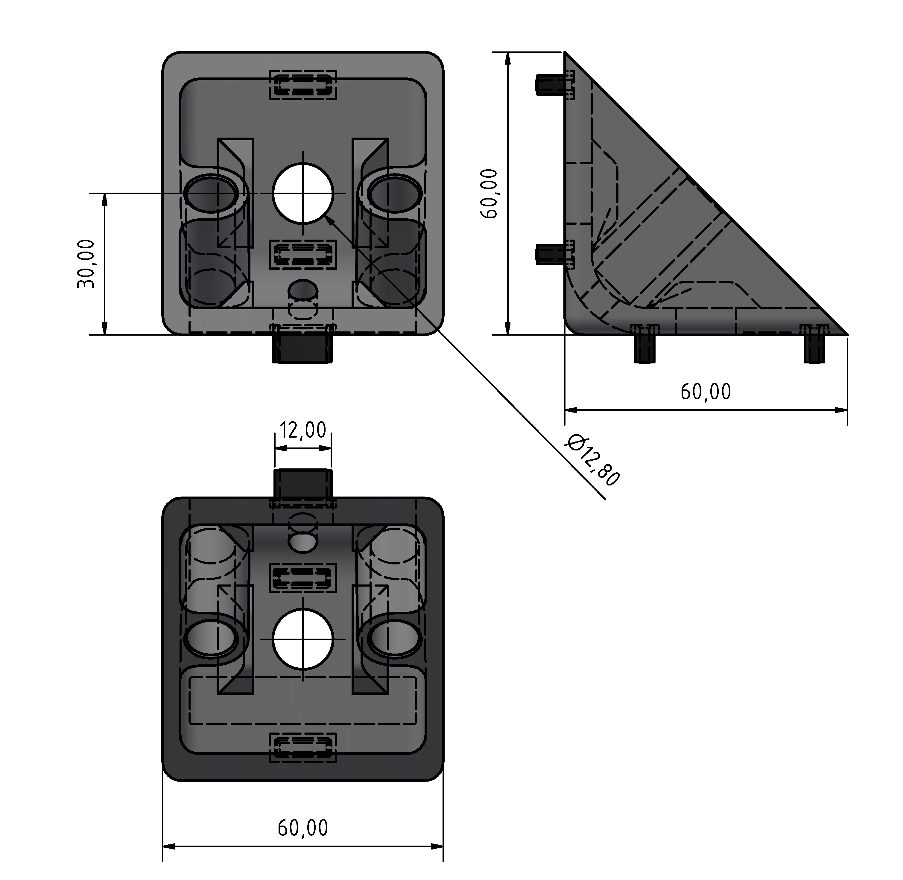 Winkel 12 60x60 Zn, weißaluminium