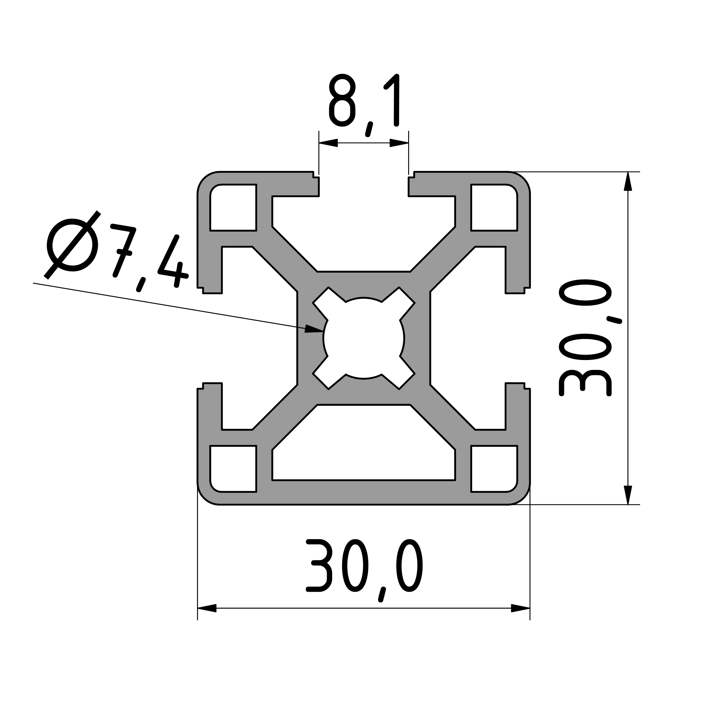 Profile 30x30 3N light natural-8 Profile 30x30 3N light natural-8