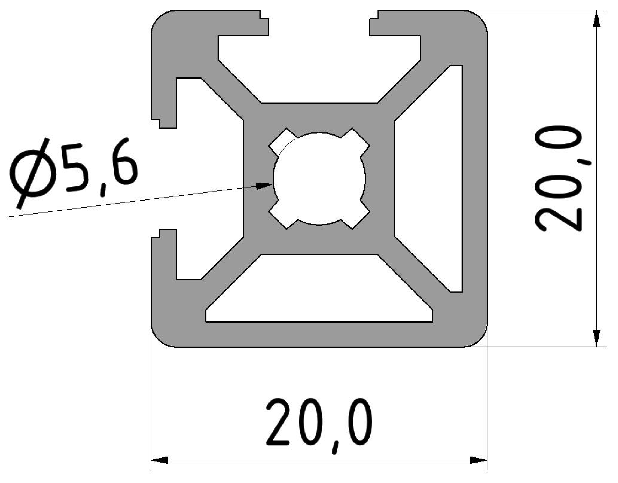 Strebenprofil 20x20 2NVS Strebenprofil 20x20 2NVS