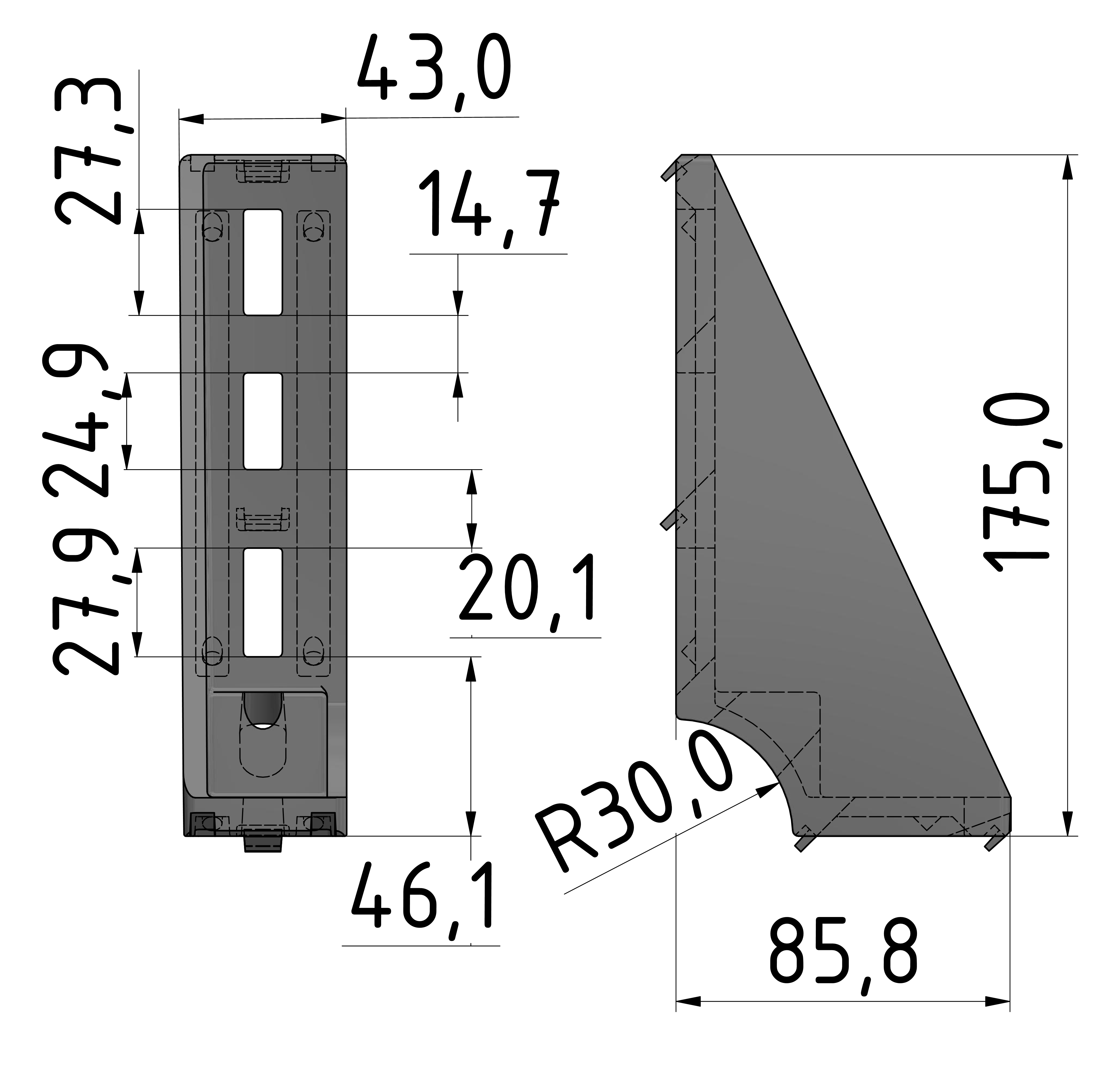 Angle Bracket 45x180, natural-10 Angle Bracket 45x180, natural-10