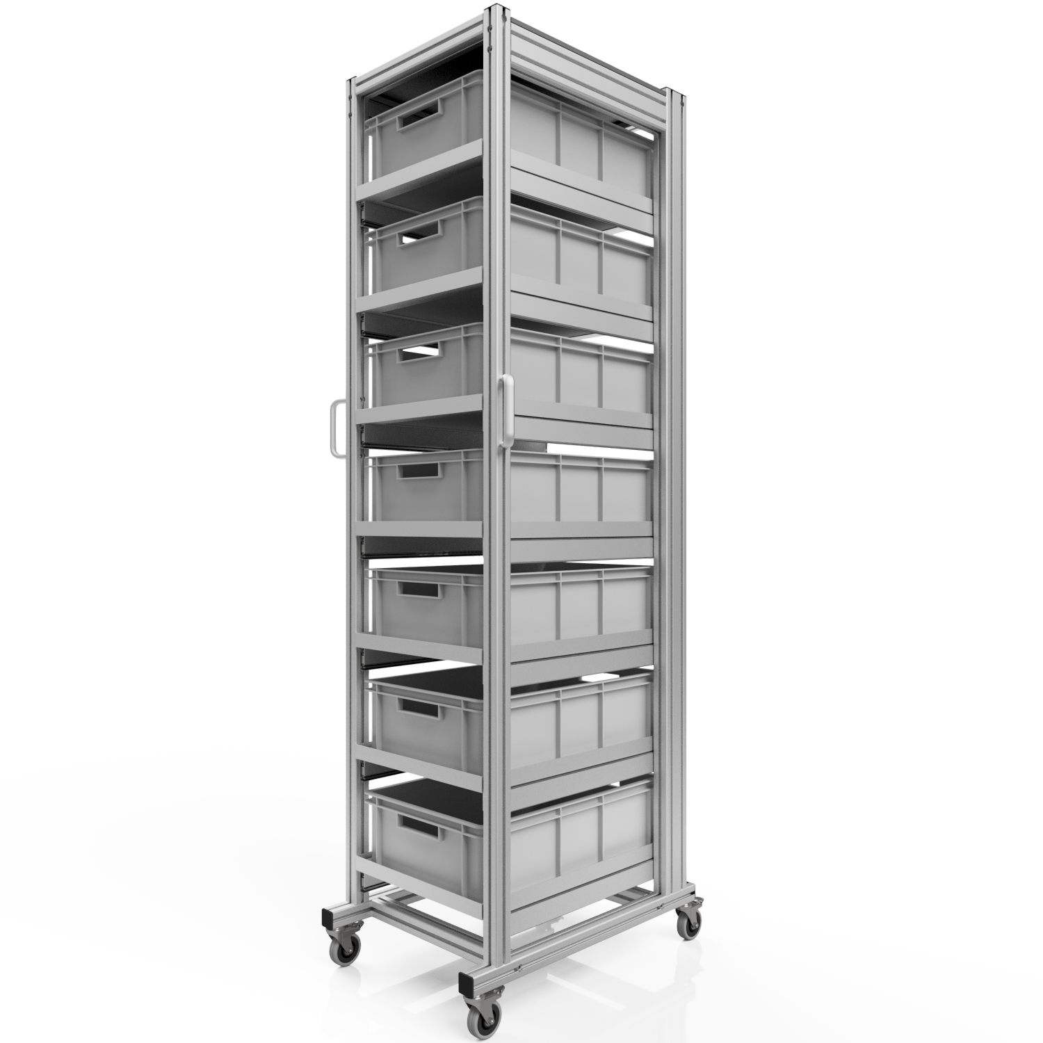 Systemwagen mit Eurobehälter 60x40 H 200 cm