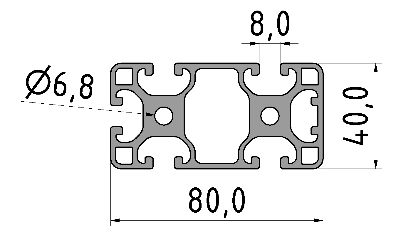 Profil 8 80x40 1N leicht, natur Profil 8 80x40 1N leicht, natur