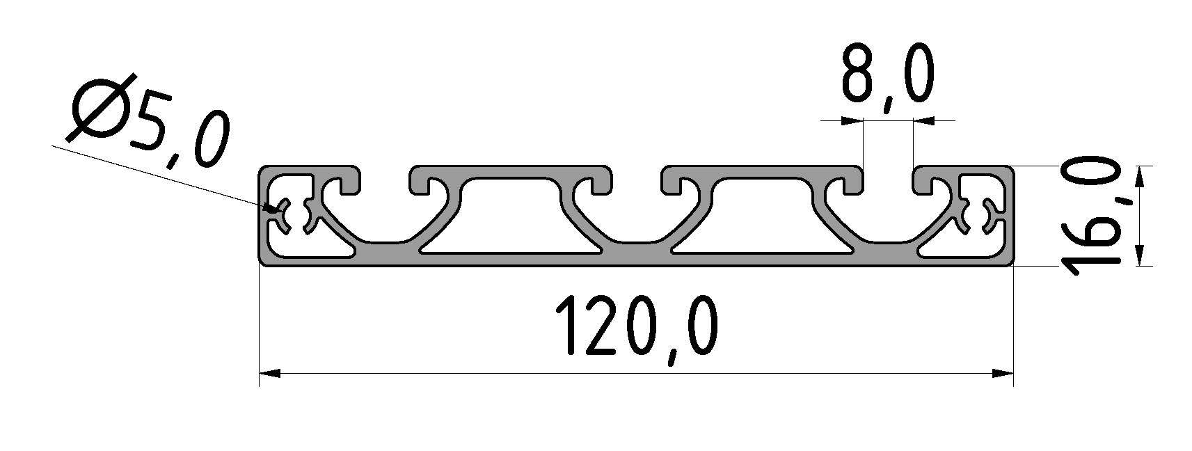 Profil 8 120x16 E, natur Profil 8 120x16 E, natur
