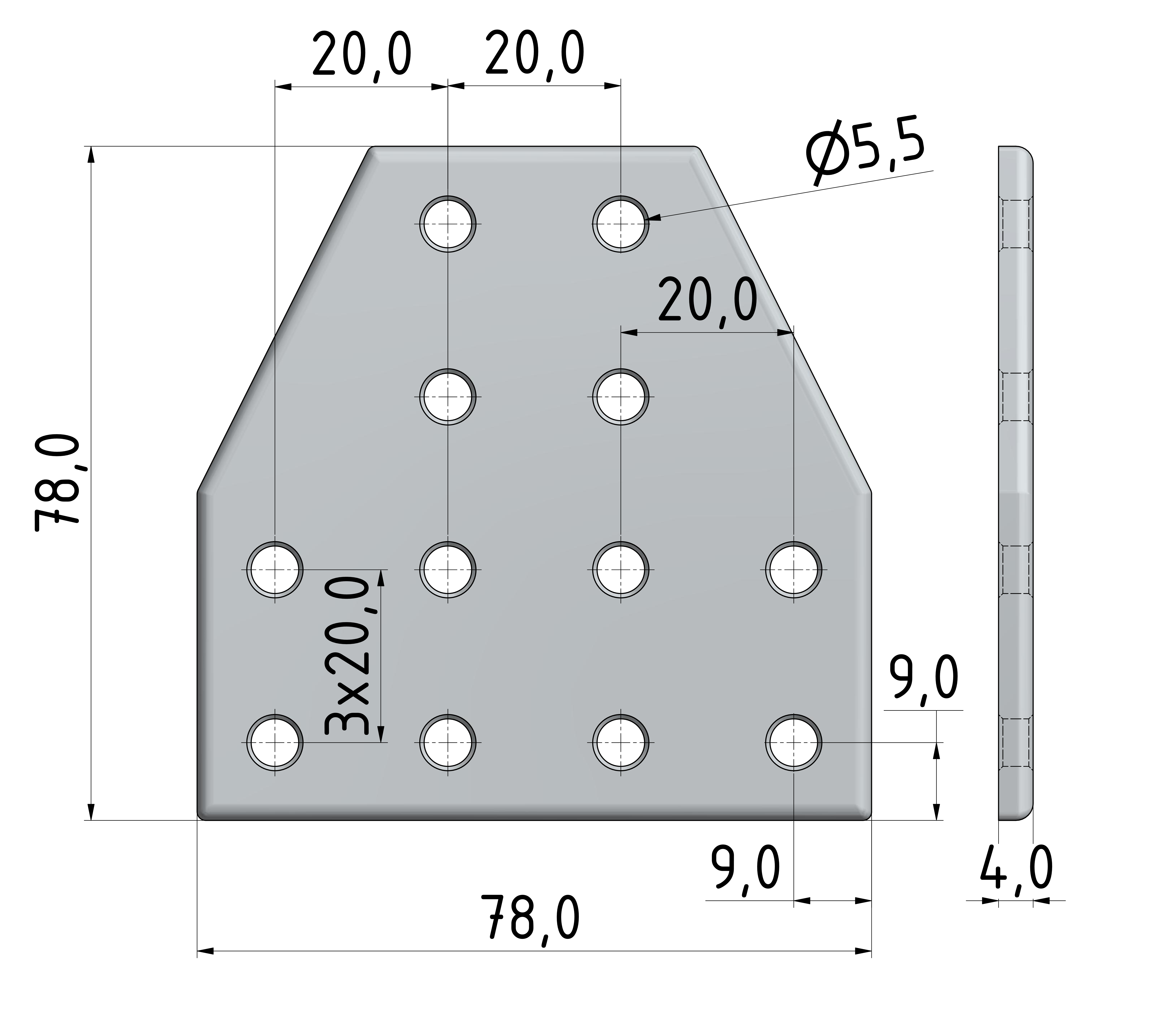 Verbinderplatte T 80x80, eloxiert-6