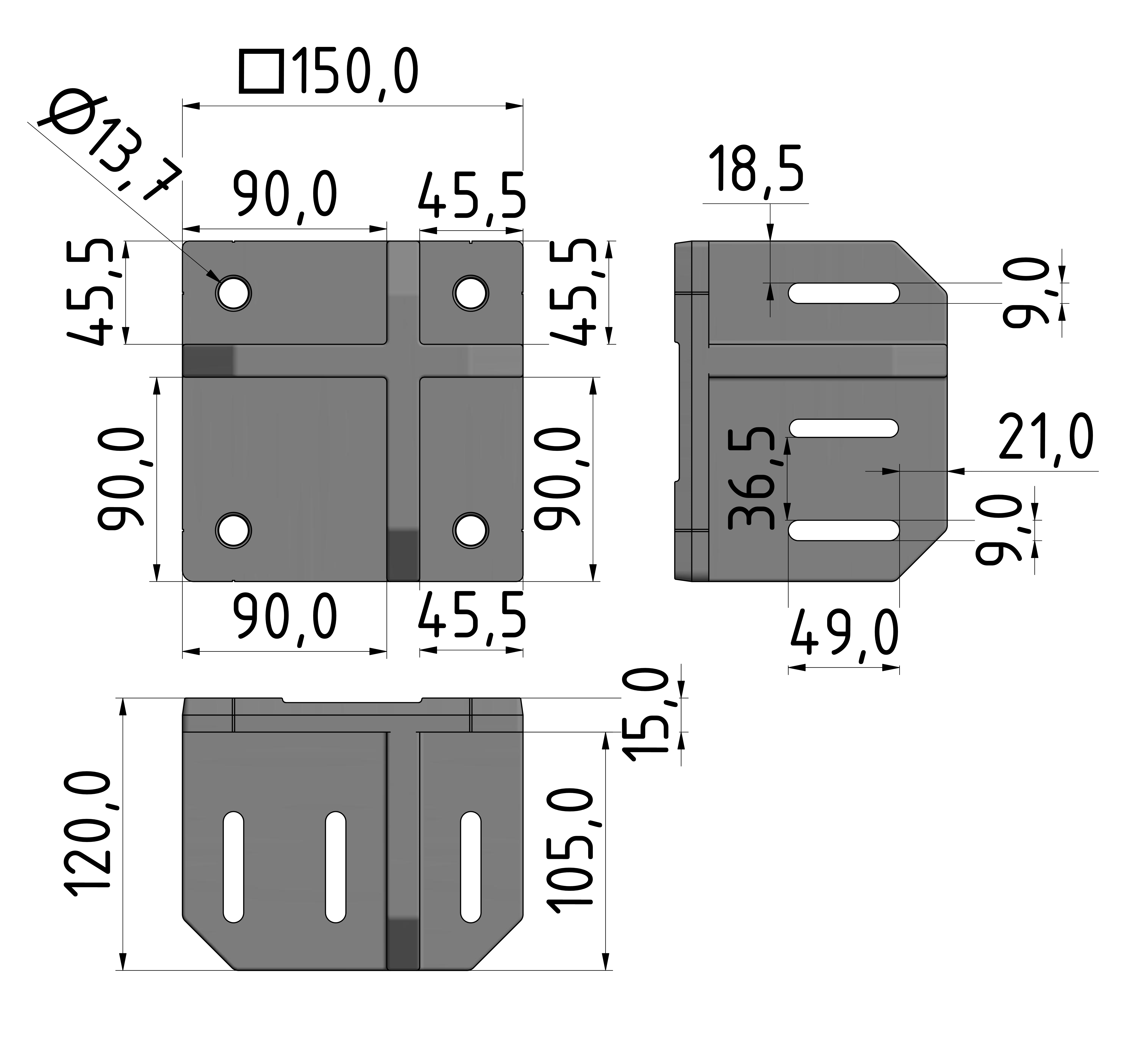 Fusskonsole 45/90-150-10