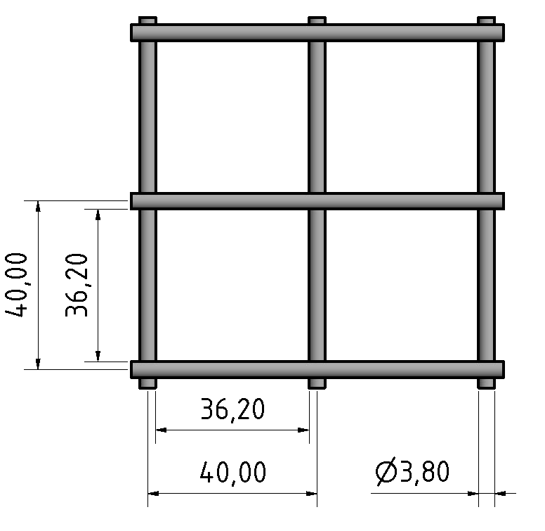 Stahlgitter 3,8 mm 40x40, blank