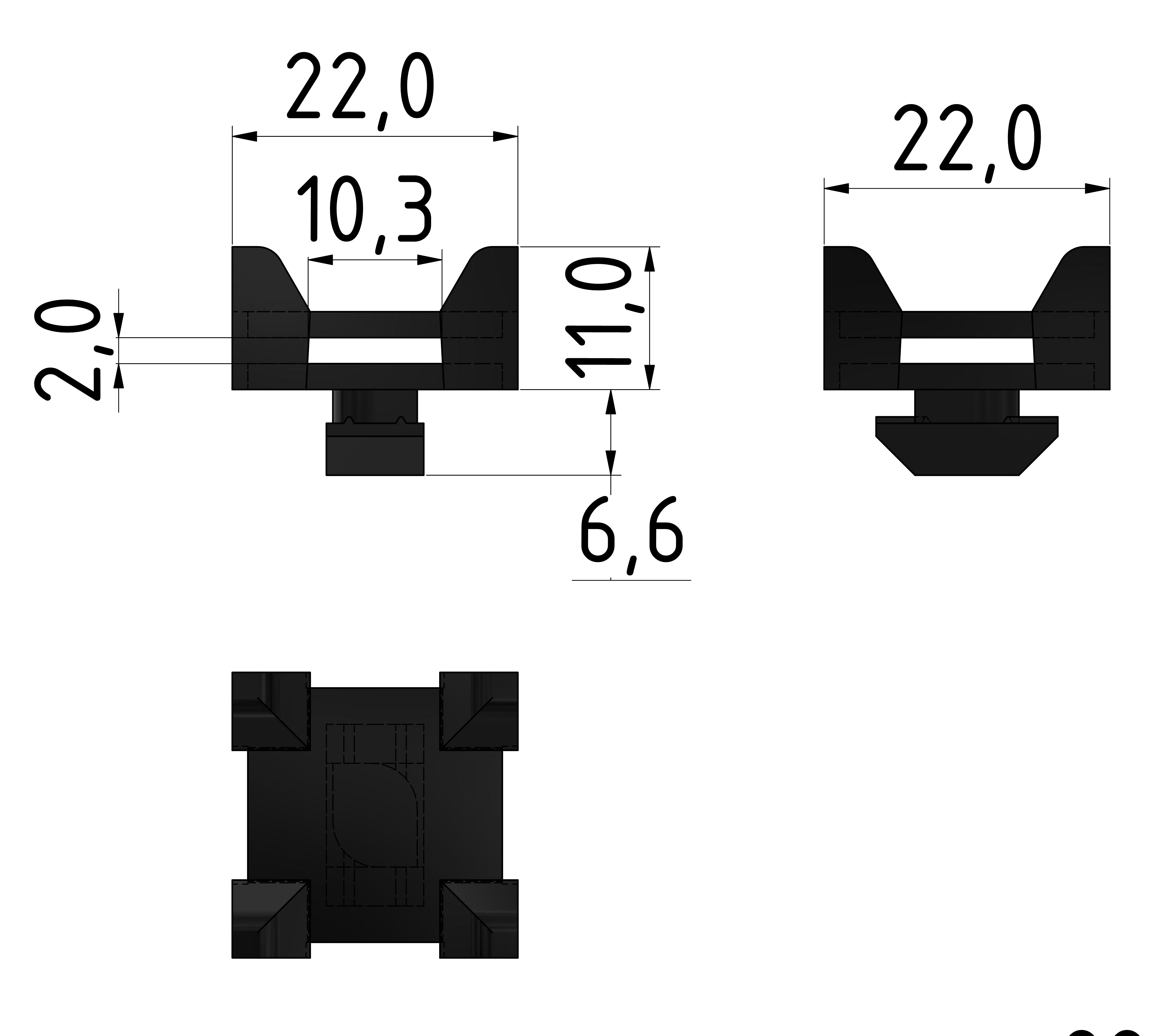 Kreuz Kabelbinderblock PA, schwarz-8