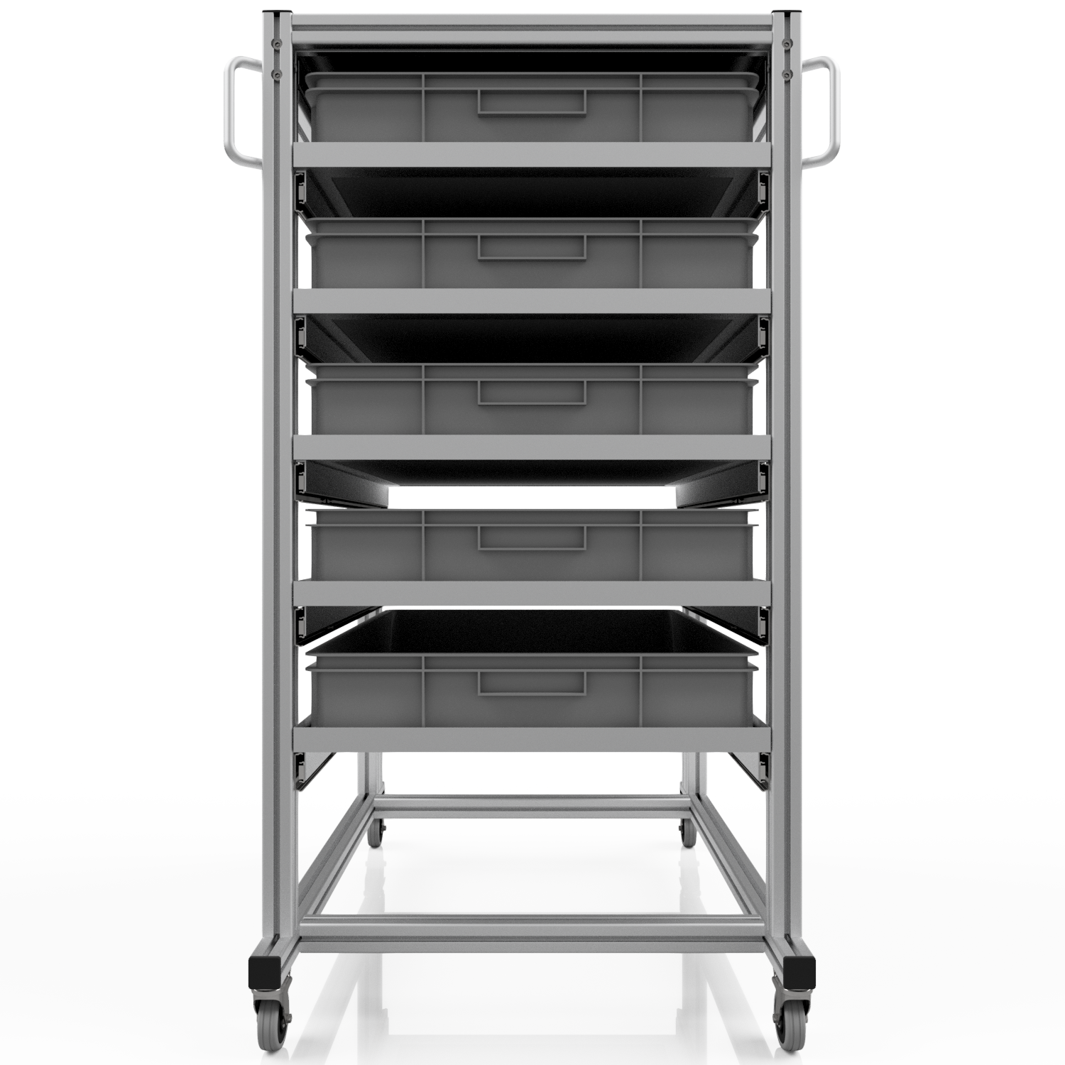 Systemwagen mit Eurobehälter 80x60 H 134 cm 
