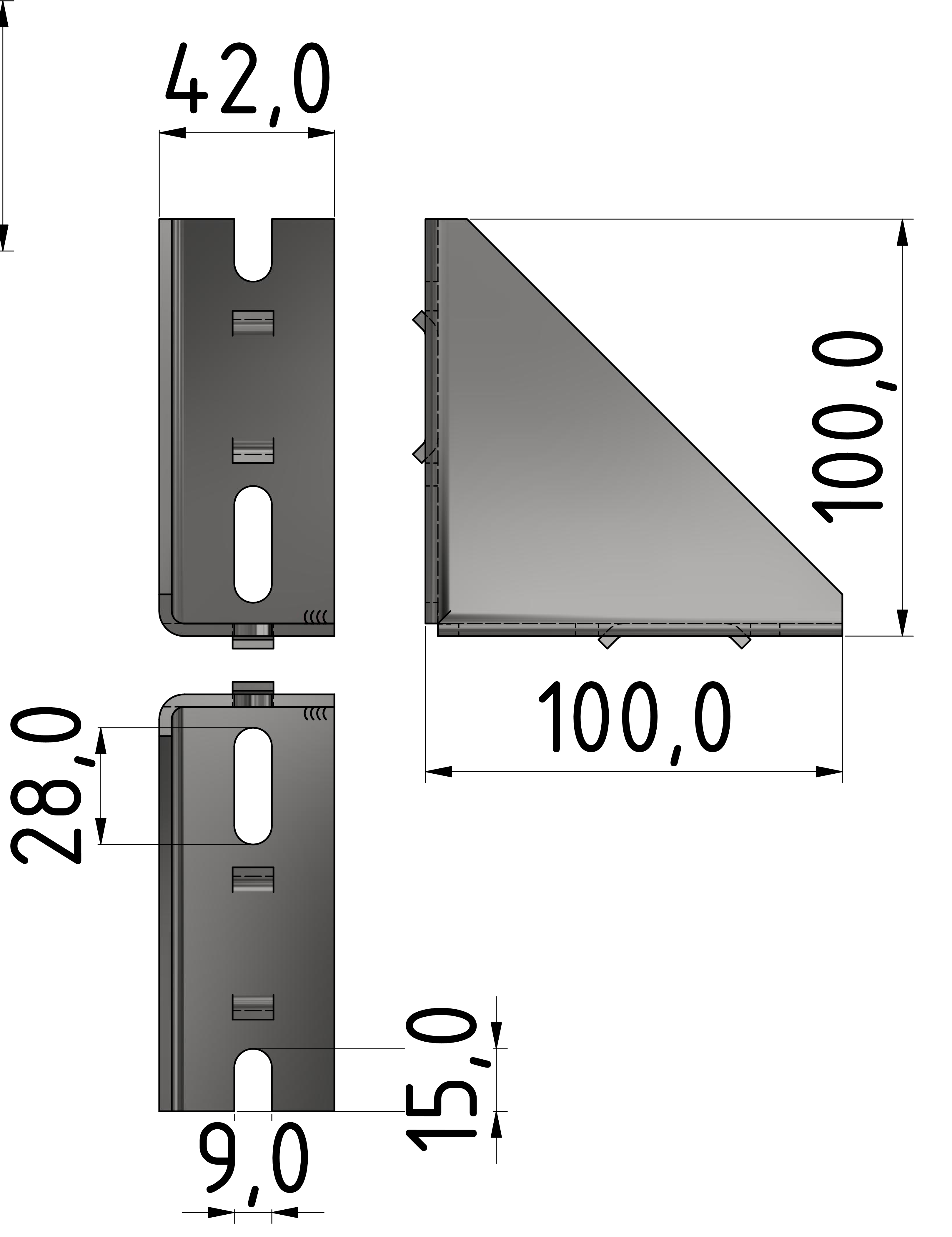 Blechwinkel 45/100, verzinkt-10