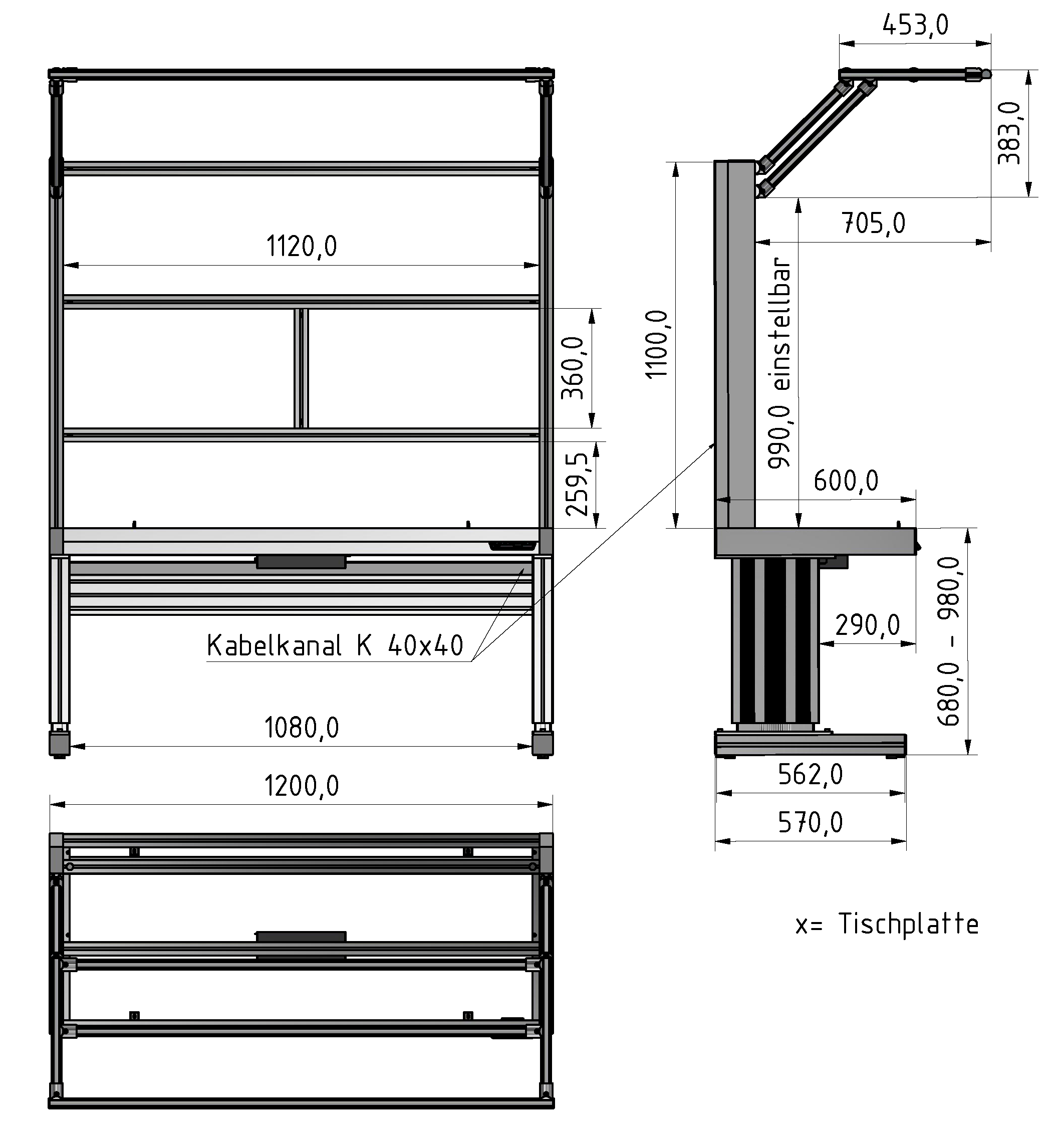 C Line ergo plus table frame