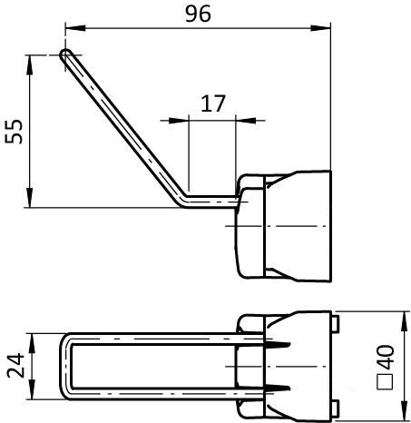Haken 8 80x40, schwarz ähnlich RAL 9005