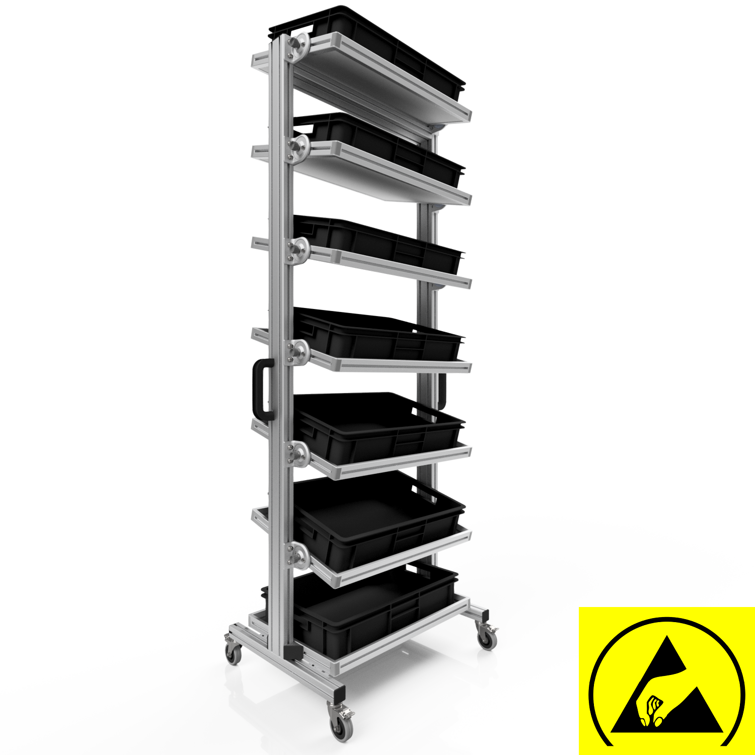 ESD Systemwagen für Eurobehälter 60 x 40 H 200 cm neigbar