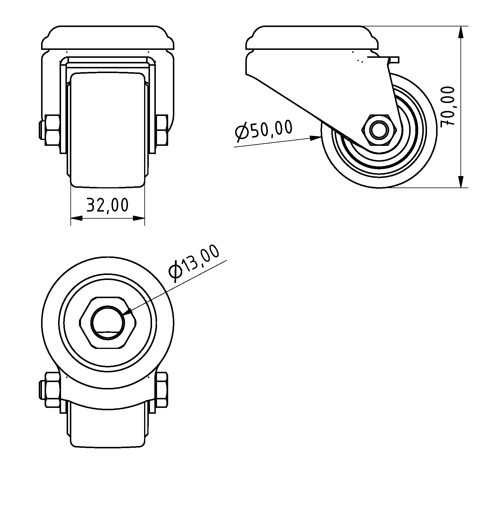 Lenkrolle D50 schwer