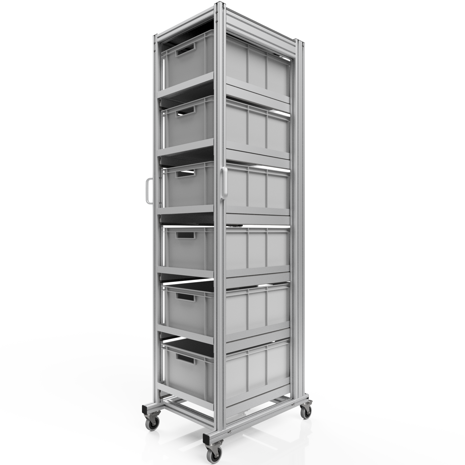 Systemwagen mit Eurobehälter 60x40 H 200 cm