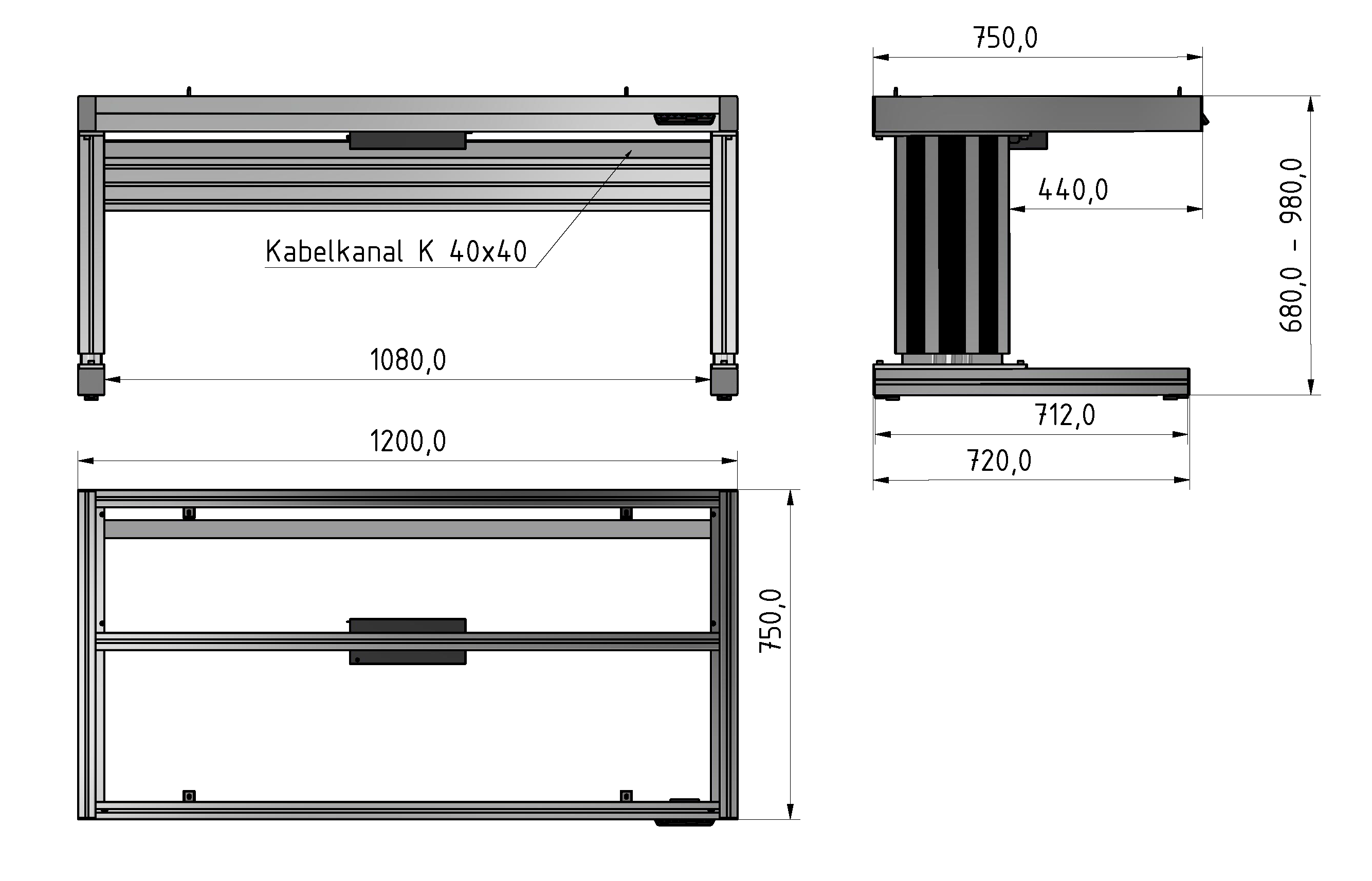 C Line ergo table frame