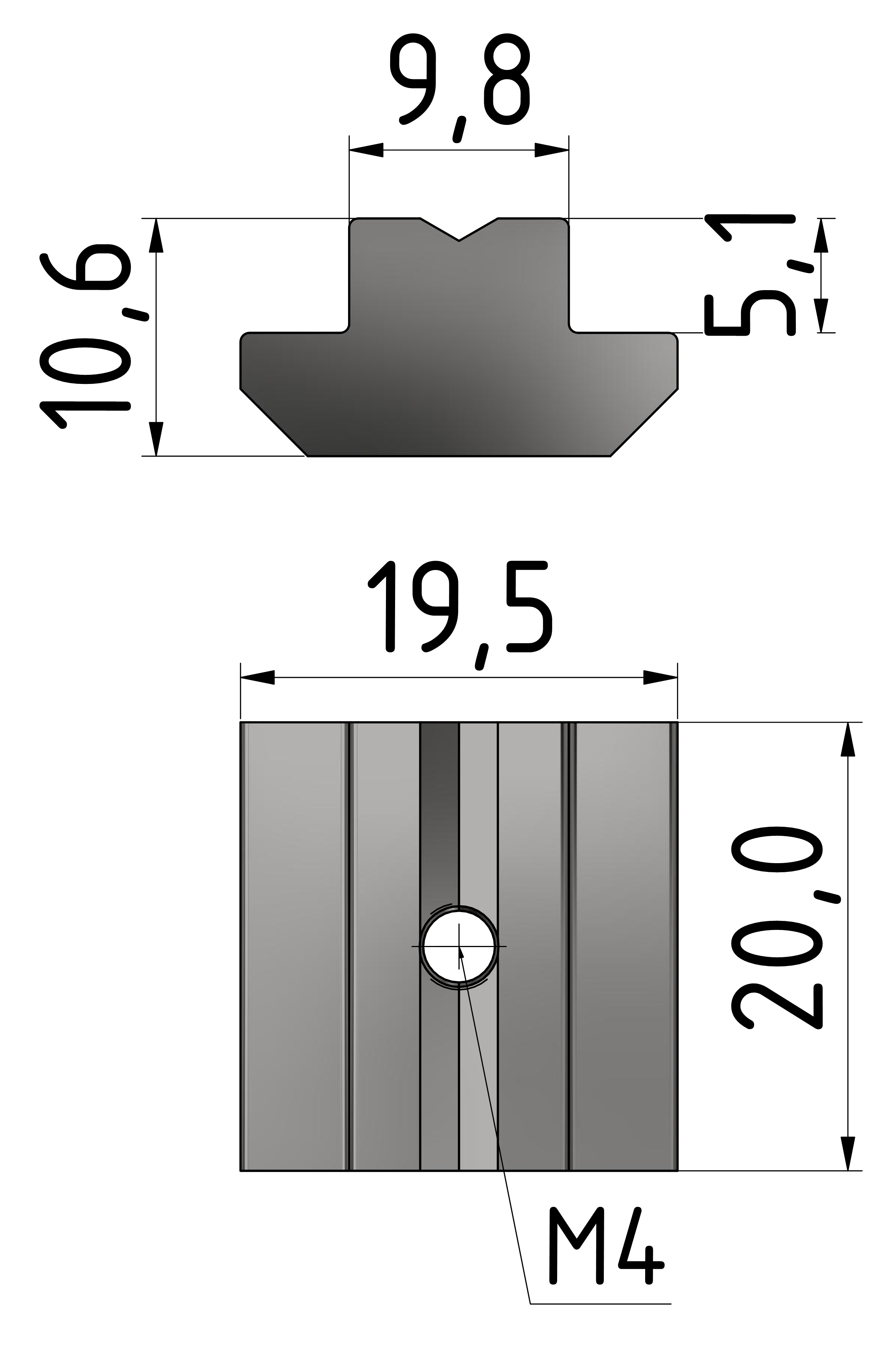 T-Slot Nut B M4, zinc-plated-10