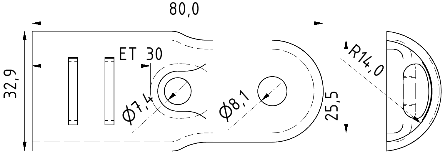 Schwenkverbinder B einseitig