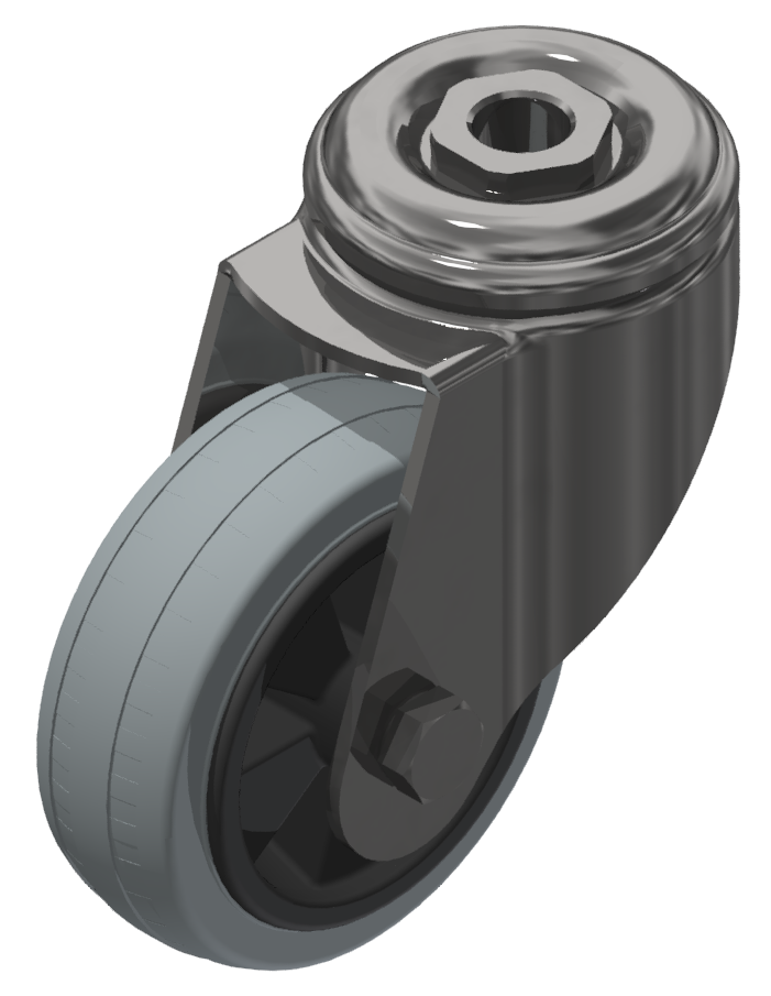 Castor D80 swivel, bright zinc-plated