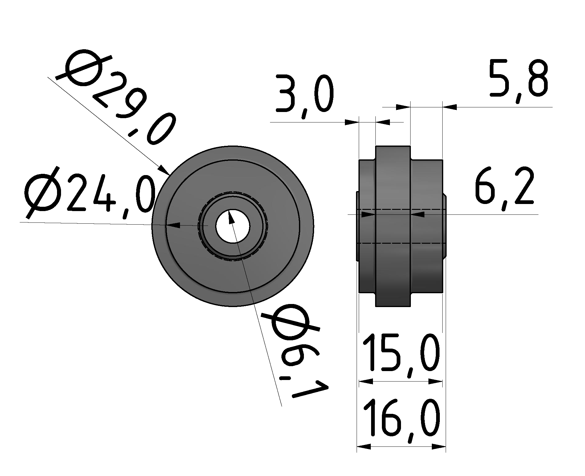 Rolle 6, schwarz