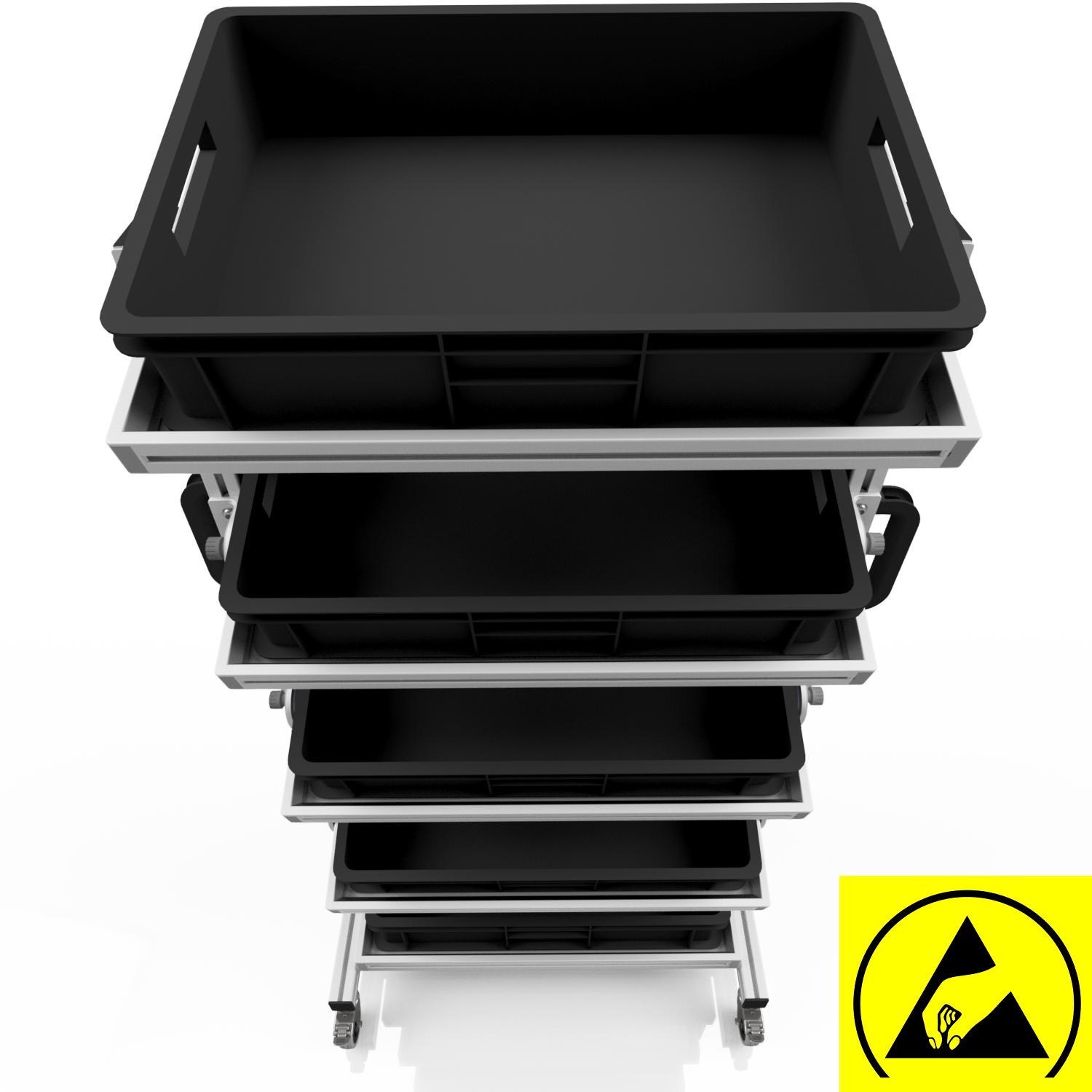 ESD system trolley for Euro containers 60 x 40 H 134 cm tiltable ESD system trolley for Euro containers 60 x 40 H 134 cm tiltable