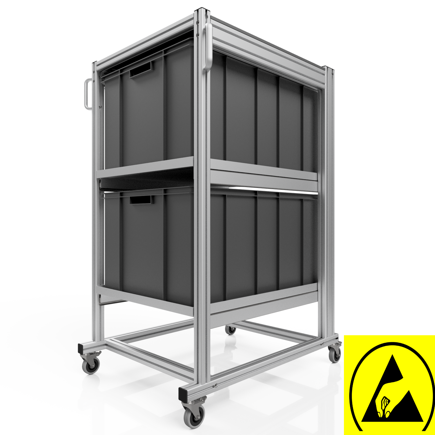 ESD Systemwagen mit Eurobehälter 80x60 H 134 cm 