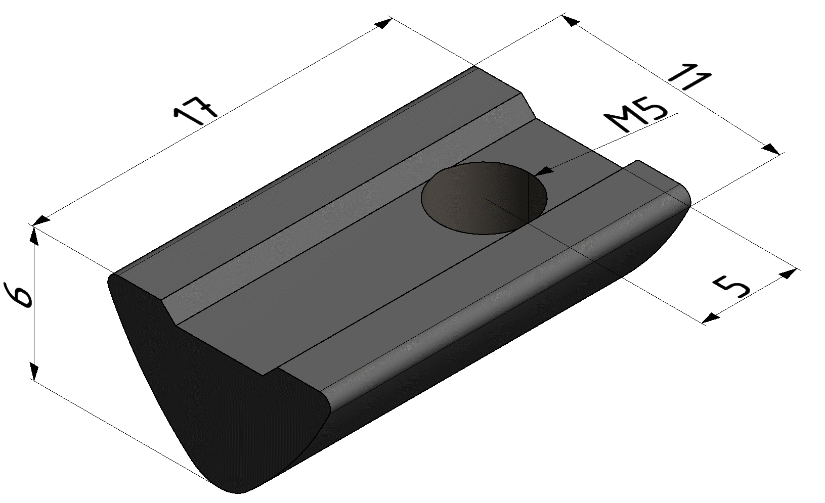 T-Slot Nut 6 St M5, bright zinc-plated