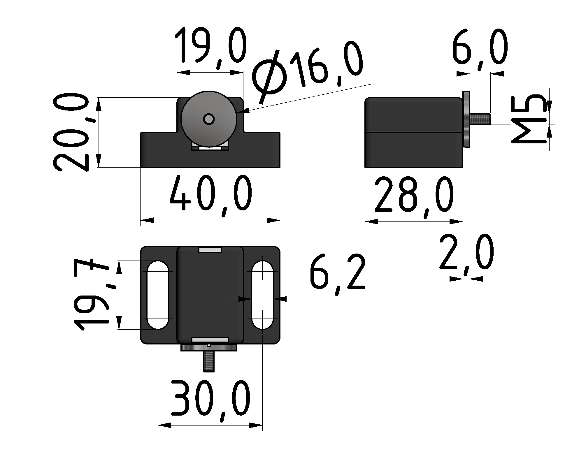 Magnetverschluss 8, schwarz