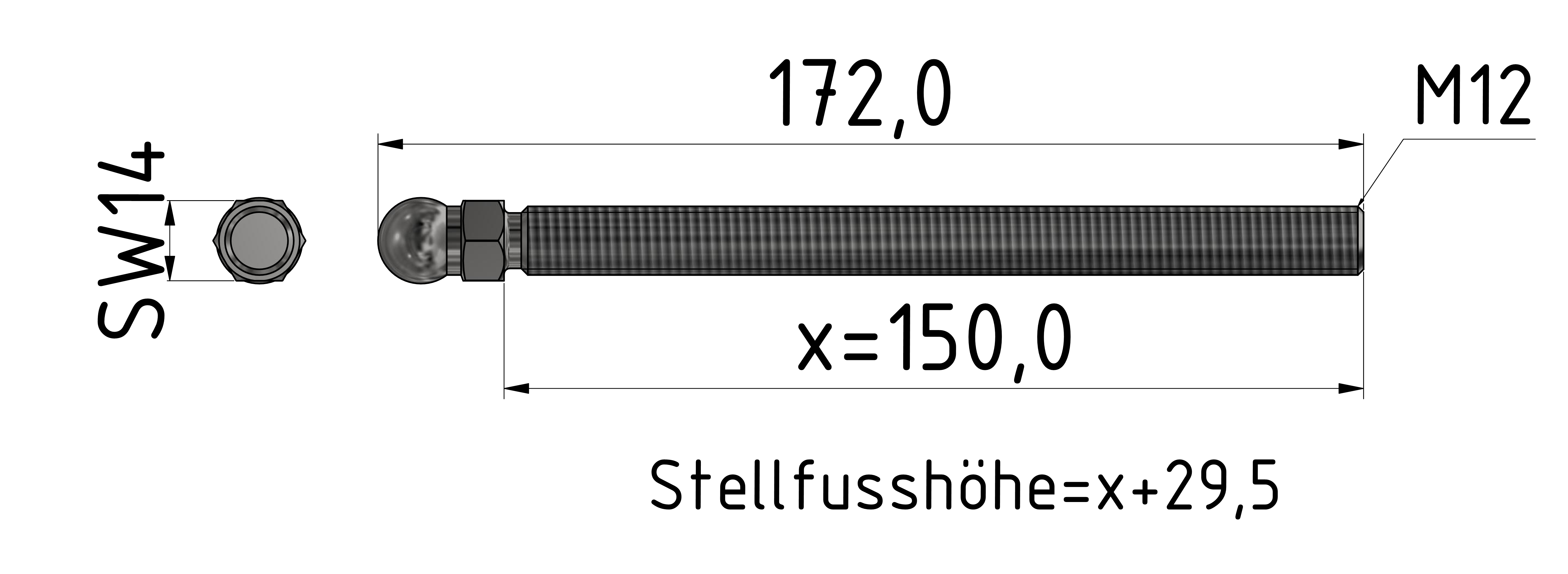 Gewindestange ST M12x150, verzinkt