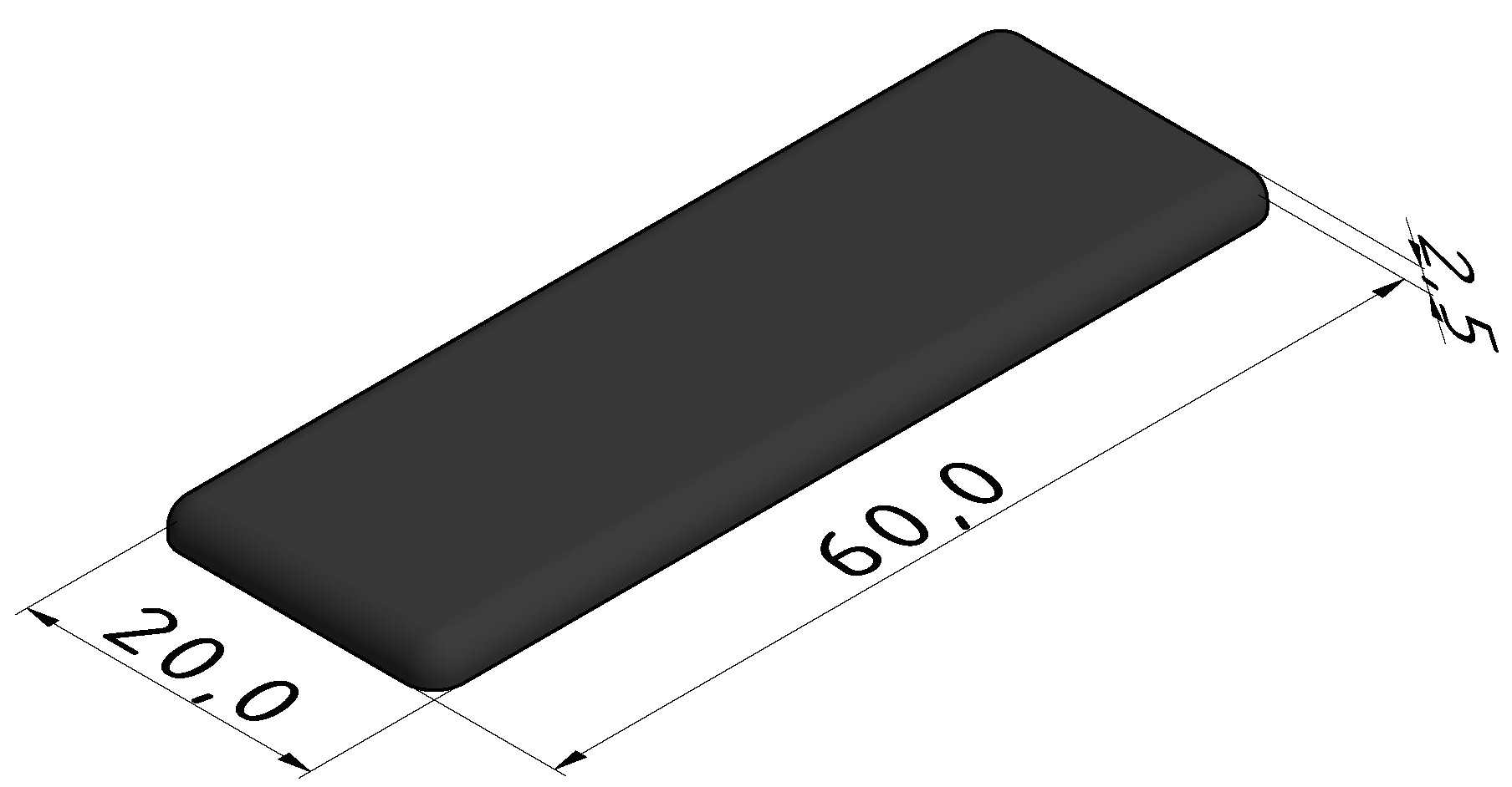 Abdeckkappe 5 60x20, schwarz