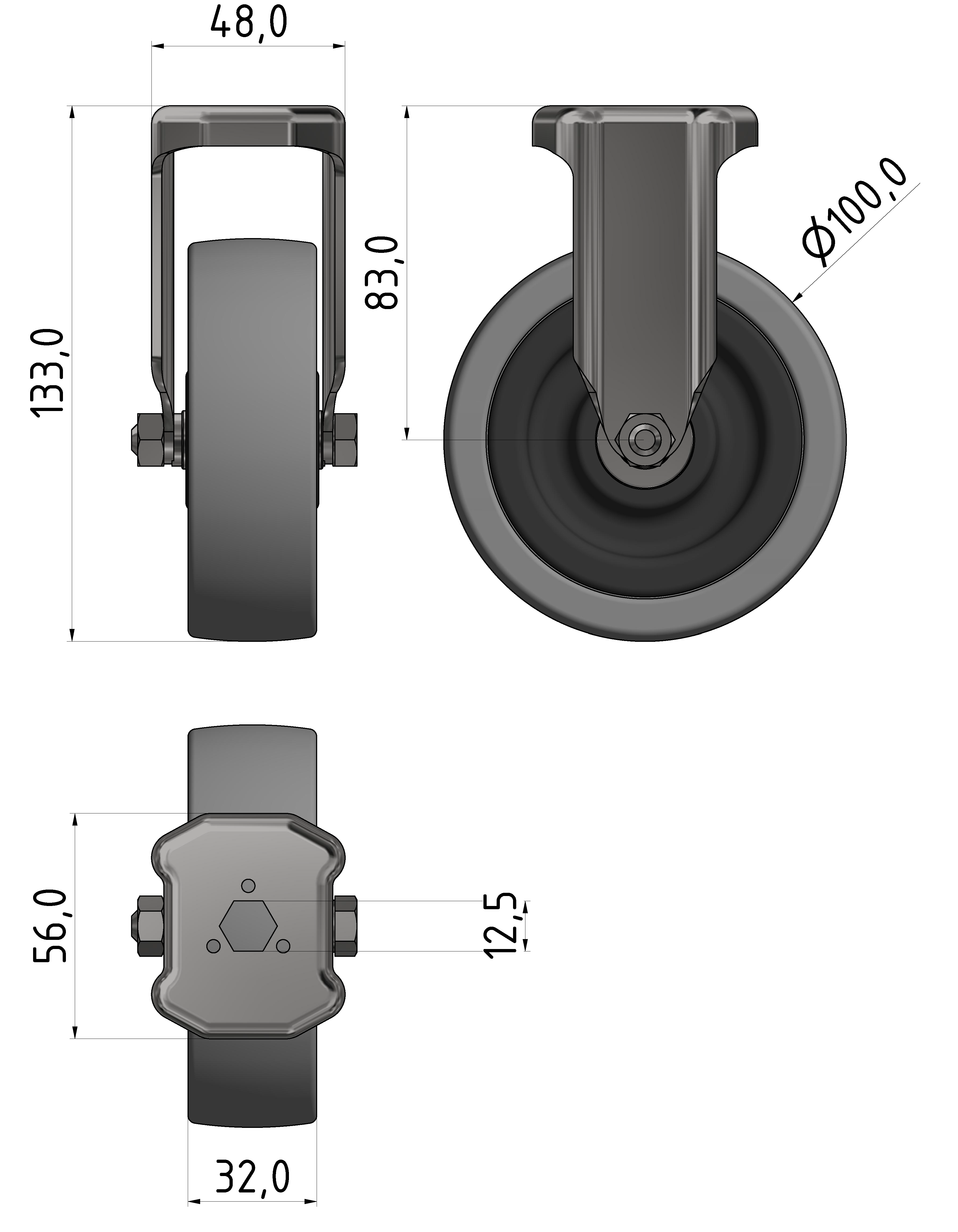 Bockrolle D100, verzinkt