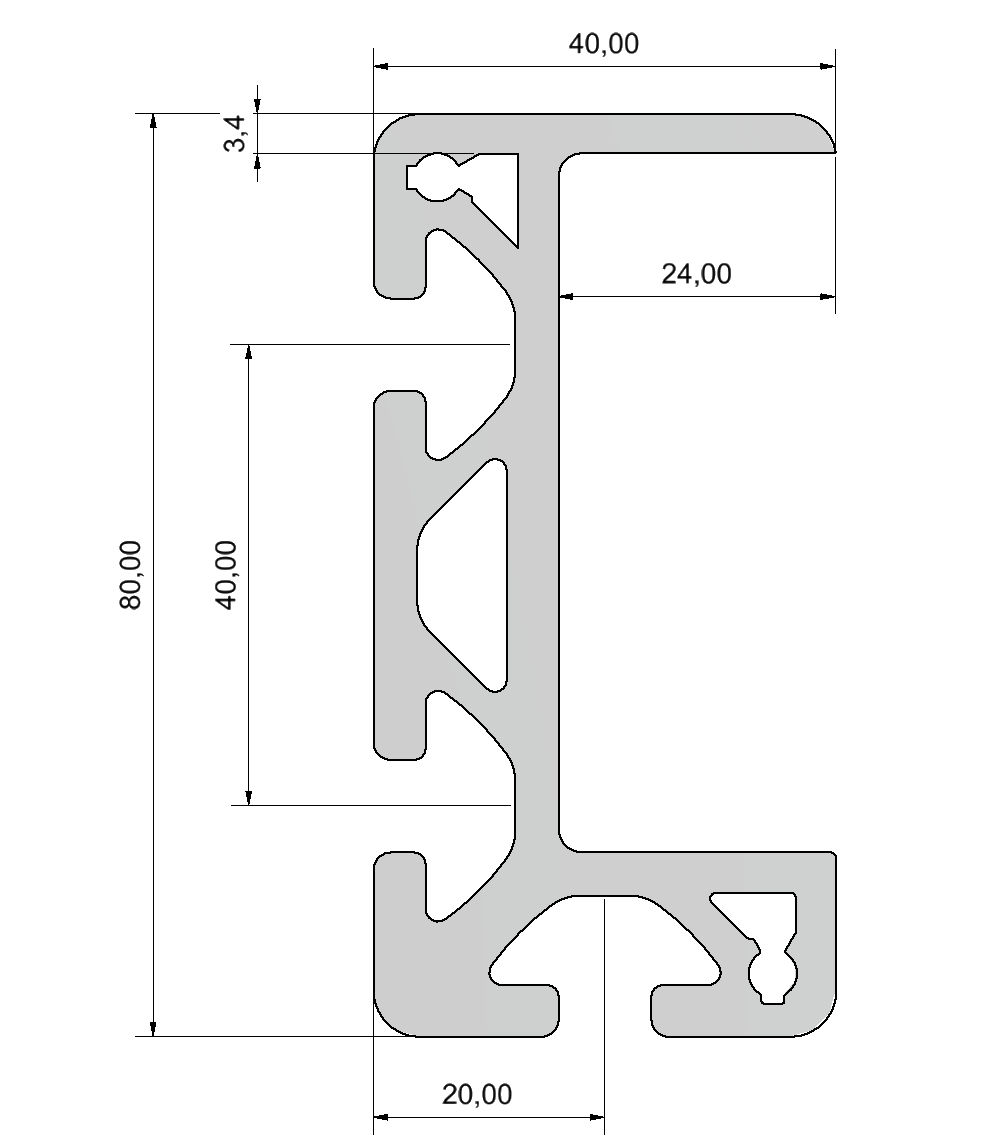 Laufbahnprofil 8 80x40, natur