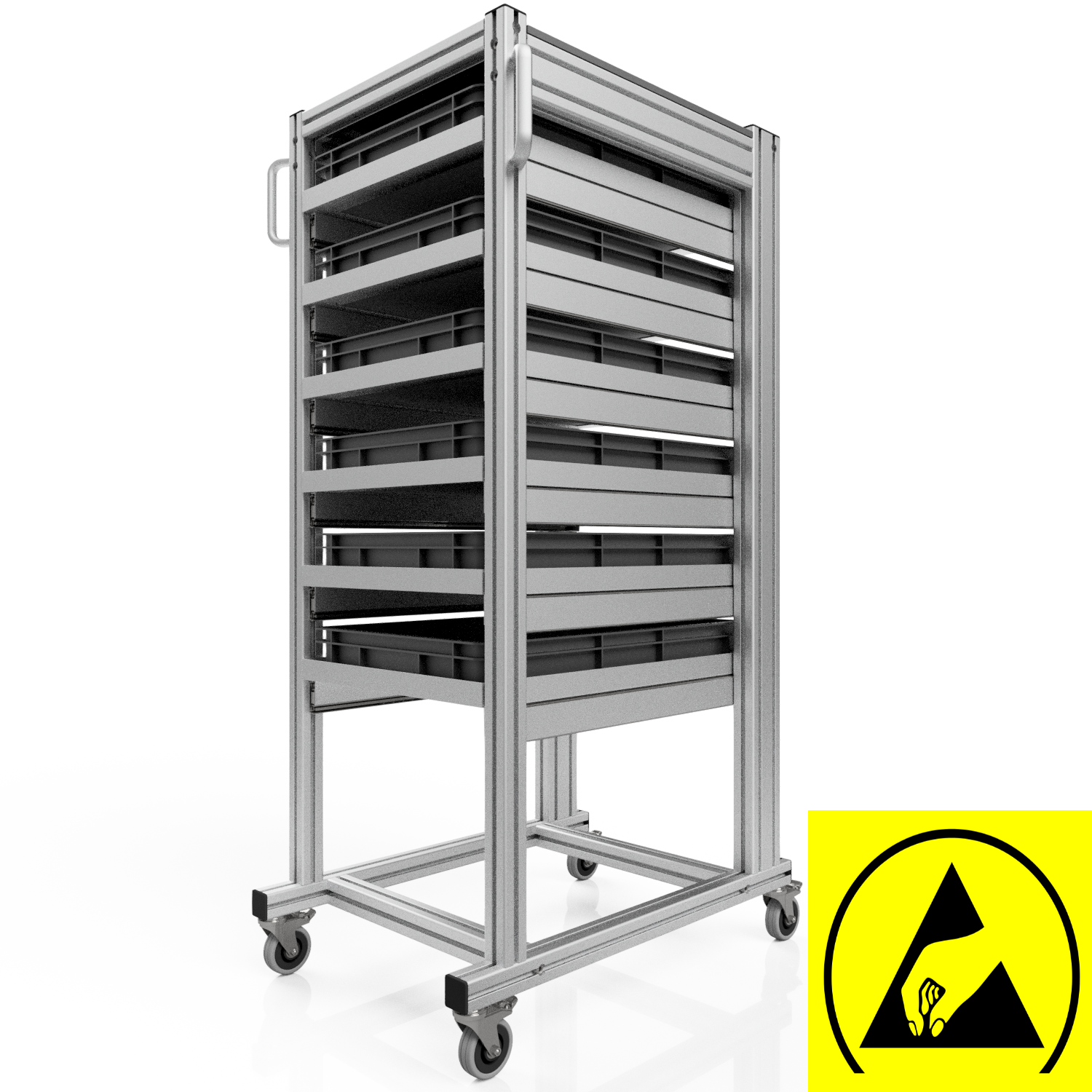 ESD system trolley for Euro containers 60x40 H 134 cm