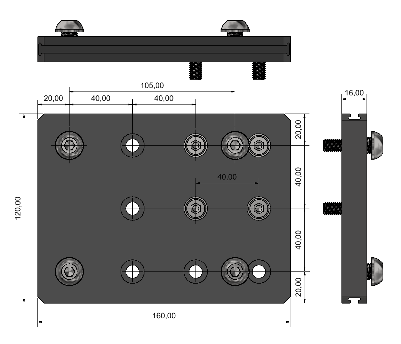 Rollen-Adapterplatte 8 M10-105x80