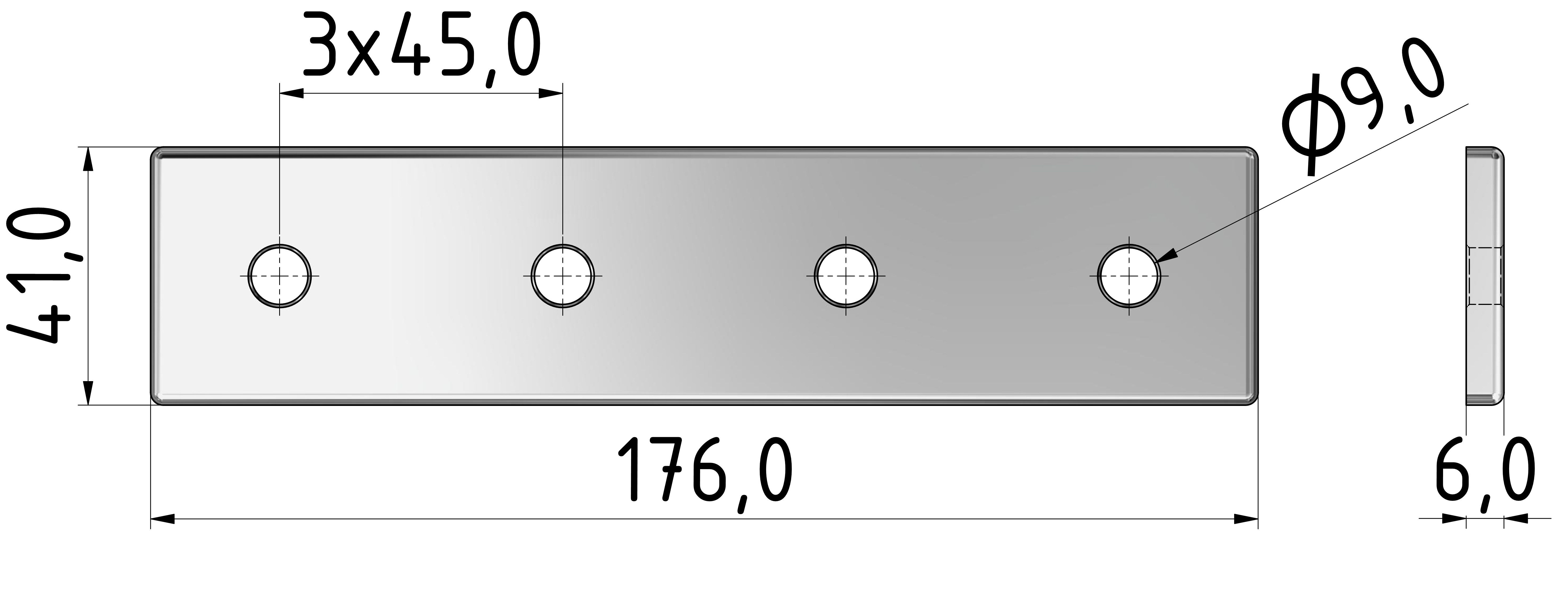 Verbinderplatte 45x180, eloxiert-10