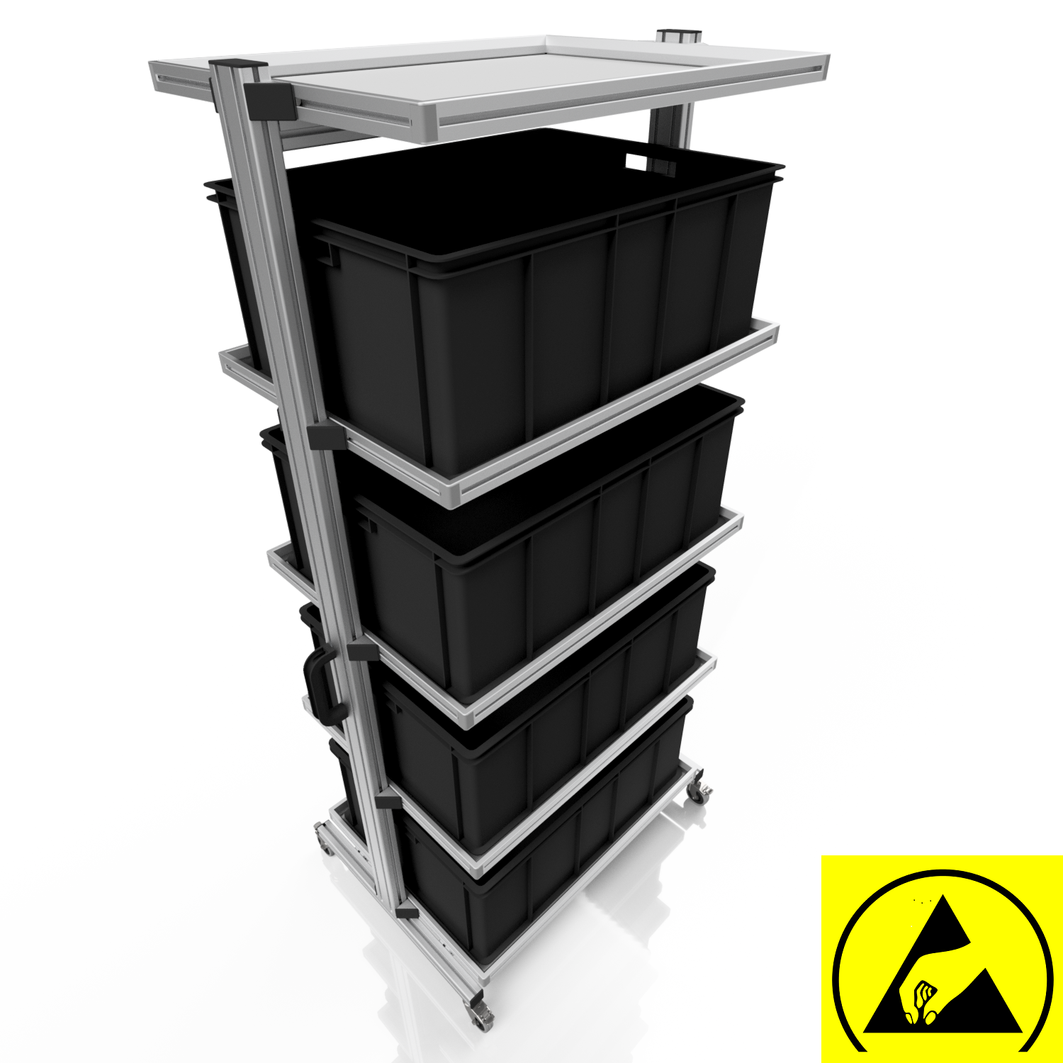 ESD system trolley for Euro containers 80 x 60 H 200 cm without pull-out
