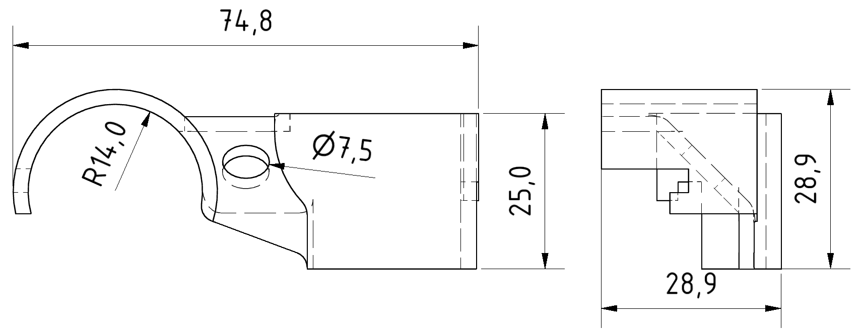 Grundverbinder als Verstrebung, vernickelt