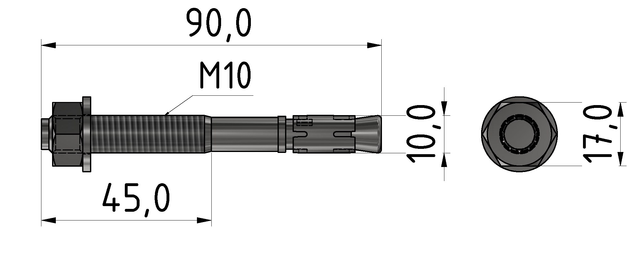 Bodenbefestigungssatz M10x95, verzinkt