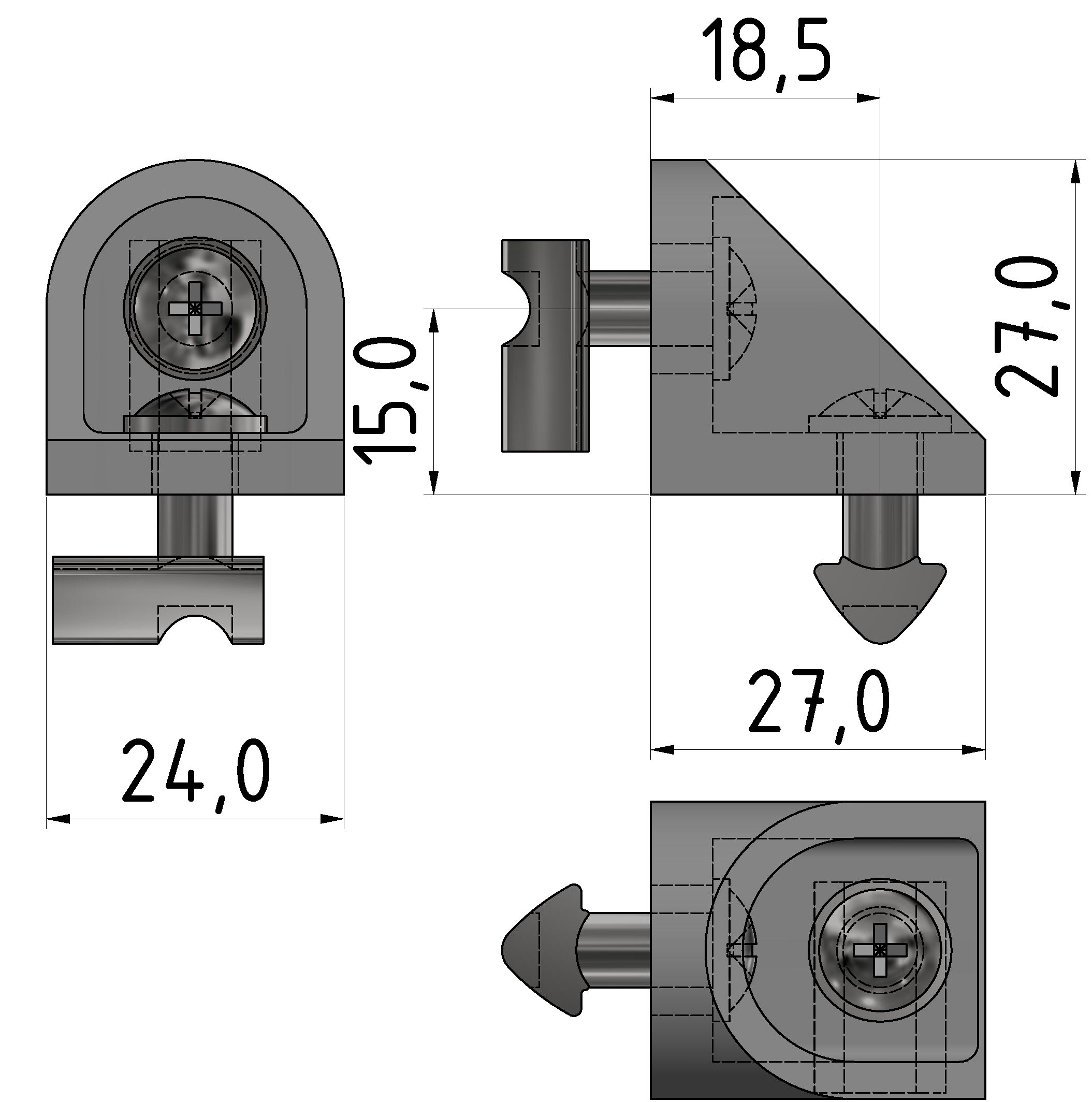 Angle Hinge Bracket Set 30 Zn, white aluminium-6