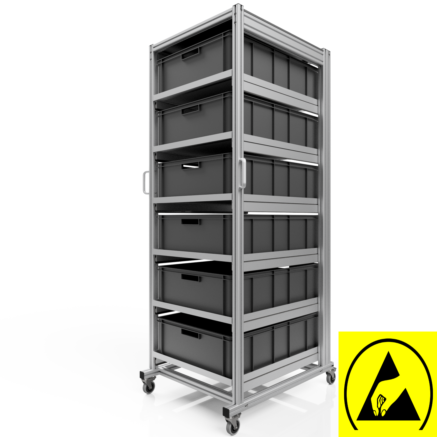 ESD system trolley for Euro containers 80x60 H 200 cm