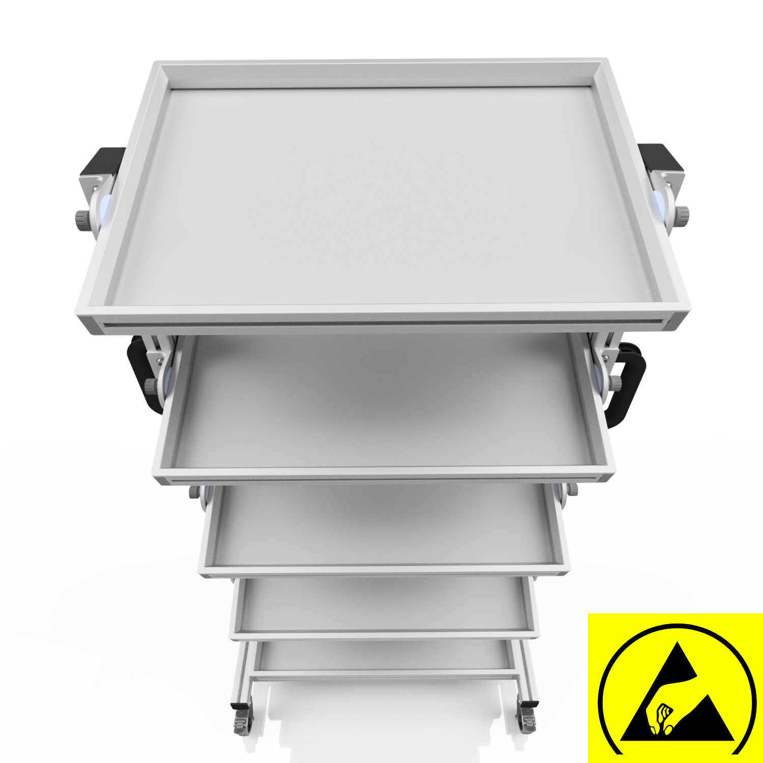 ESD system trolley for Euro containers 60 x 40 H 134 cm tiltable ESD system trolley for Euro containers 60 x 40 H 134 cm tiltable