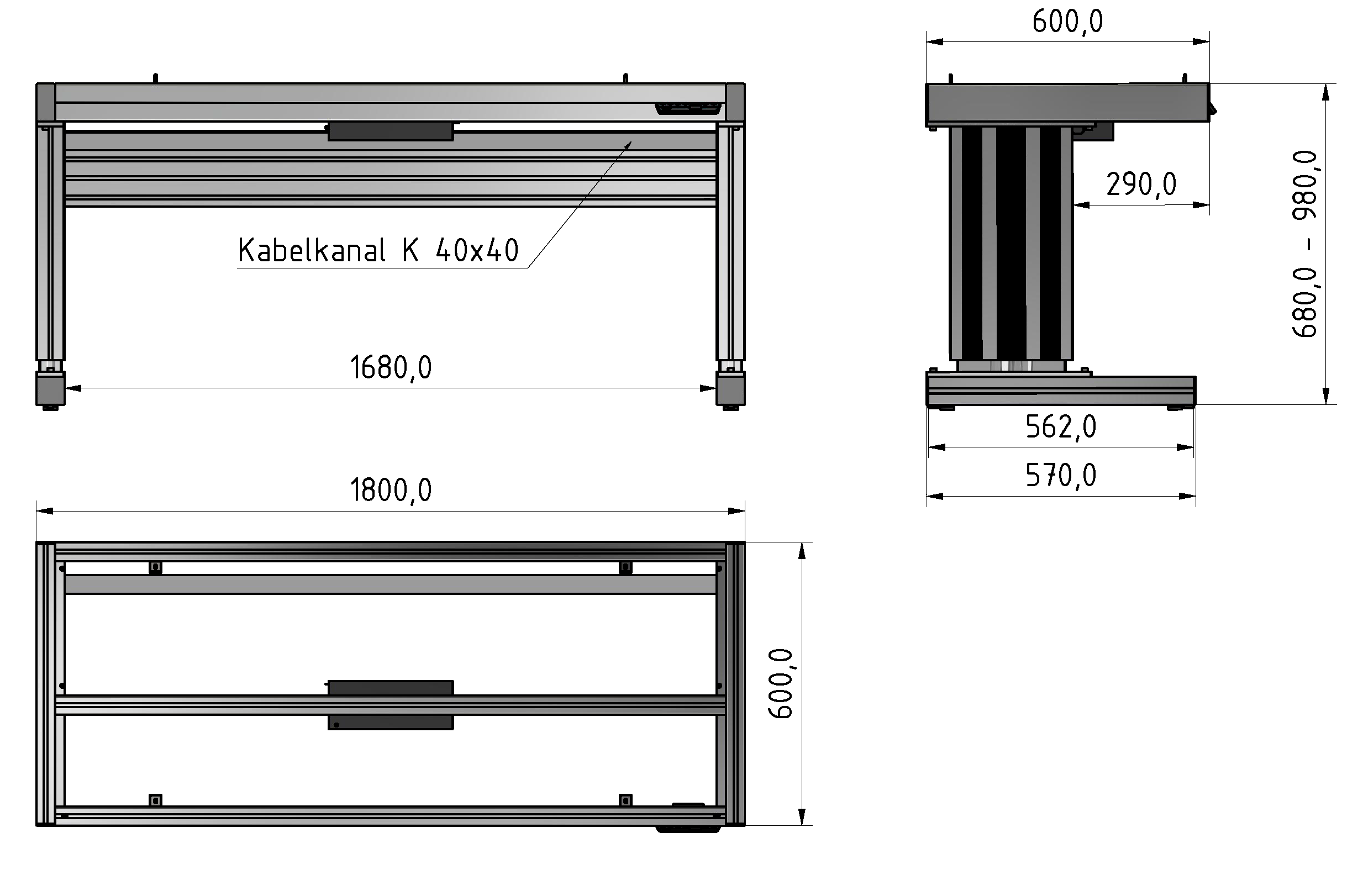 C Line ergo table frame