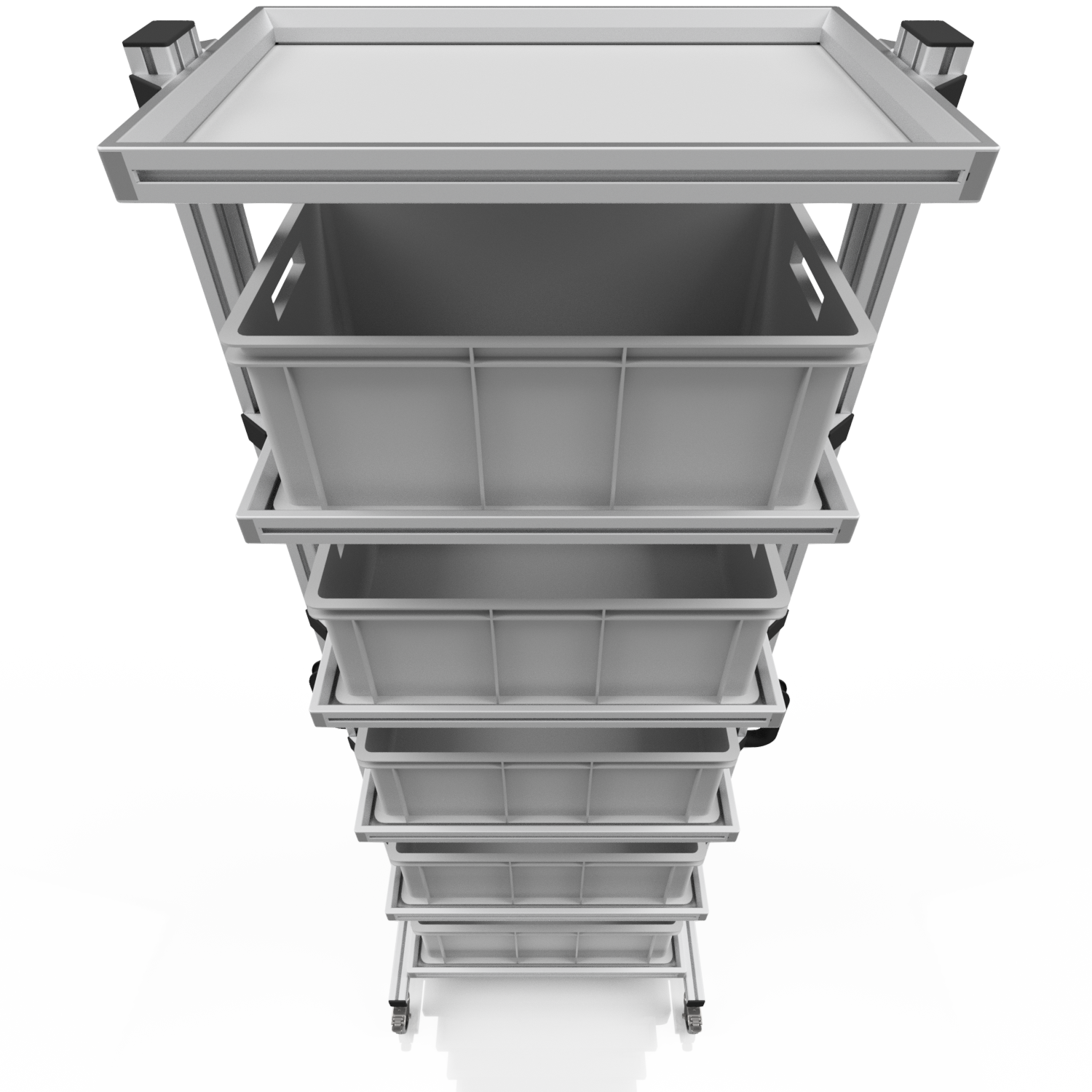 Systemwagen für Eurobehälter 60 x 40 H 200 cm ohne Auszug 