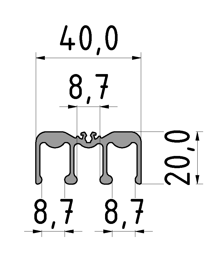 Schiebetür-Führungsprofil 8 40x20 oben, natur